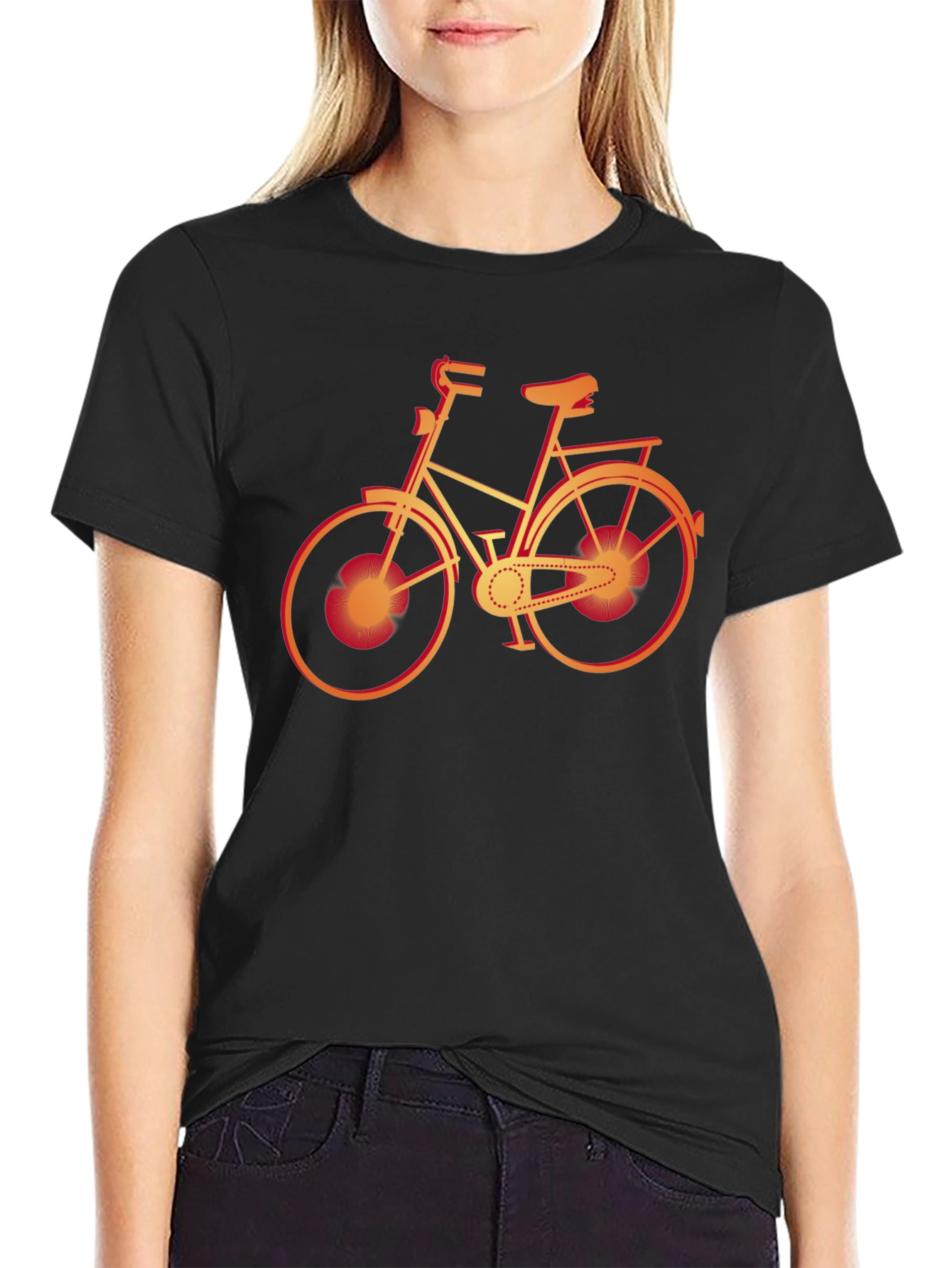 Mens Black T-Shirt with Bicycle Graphic
