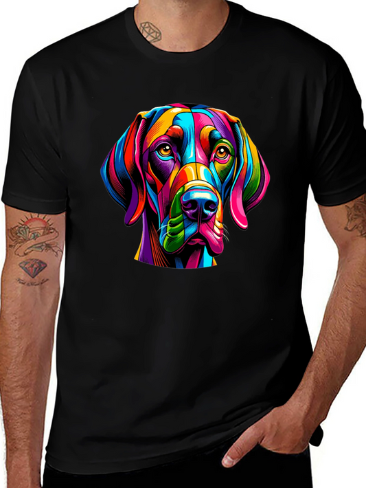 Colorful Dog Portrait Tee - Unique Graphic Print