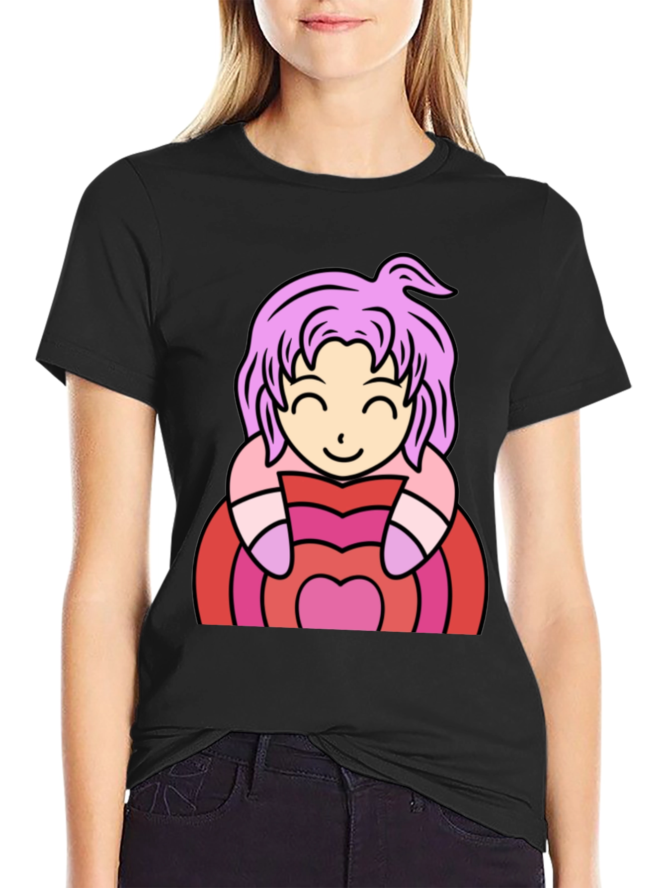 Anime Girl Heart T-Shirt - Cute & Stylish