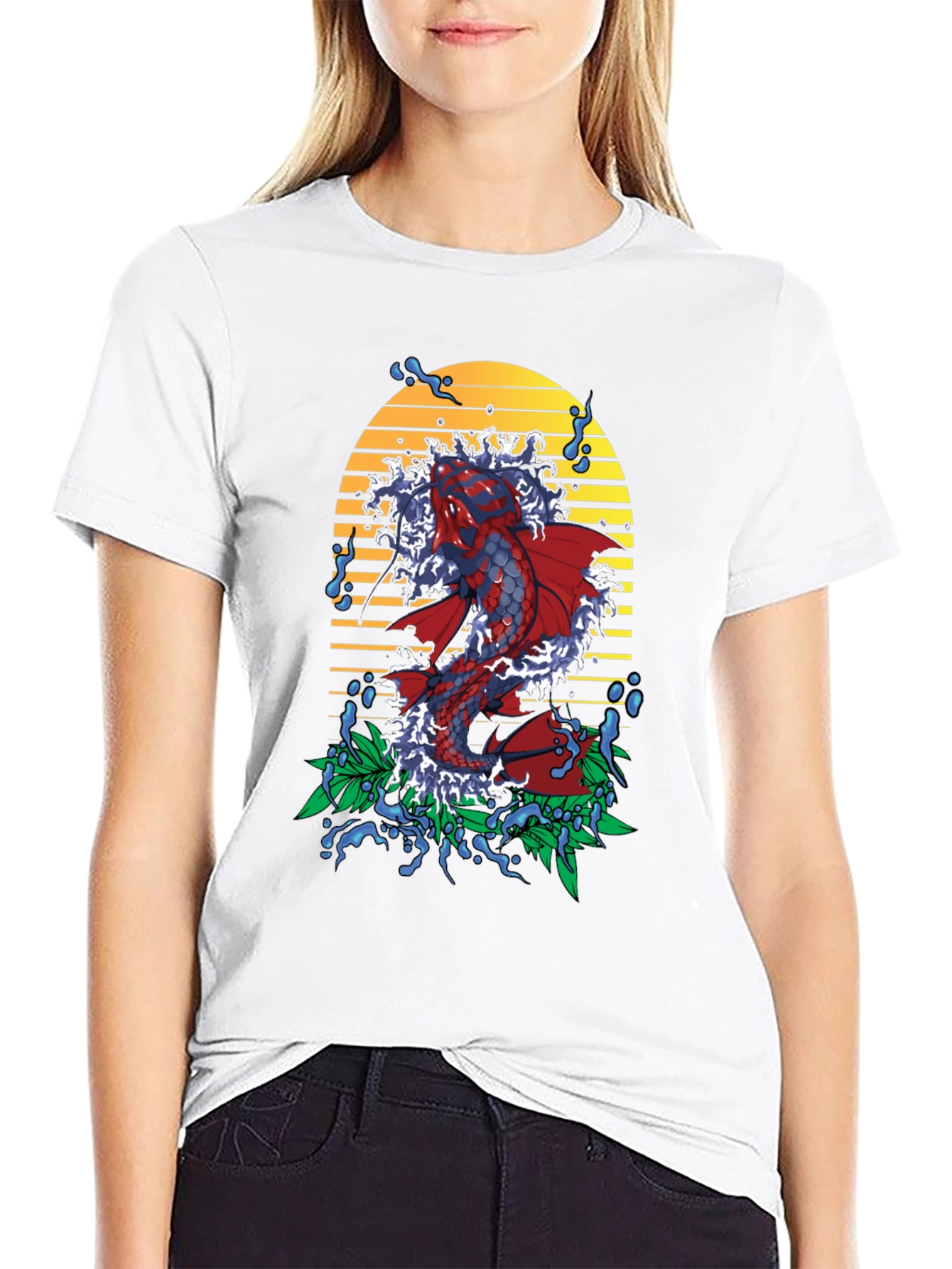 Koi Fish Graphic Tee - Mens Black T-Shirt