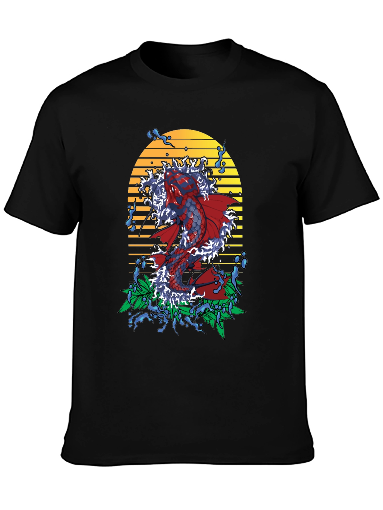 Koi Fish Graphic Tee - Mens Black T-Shirt