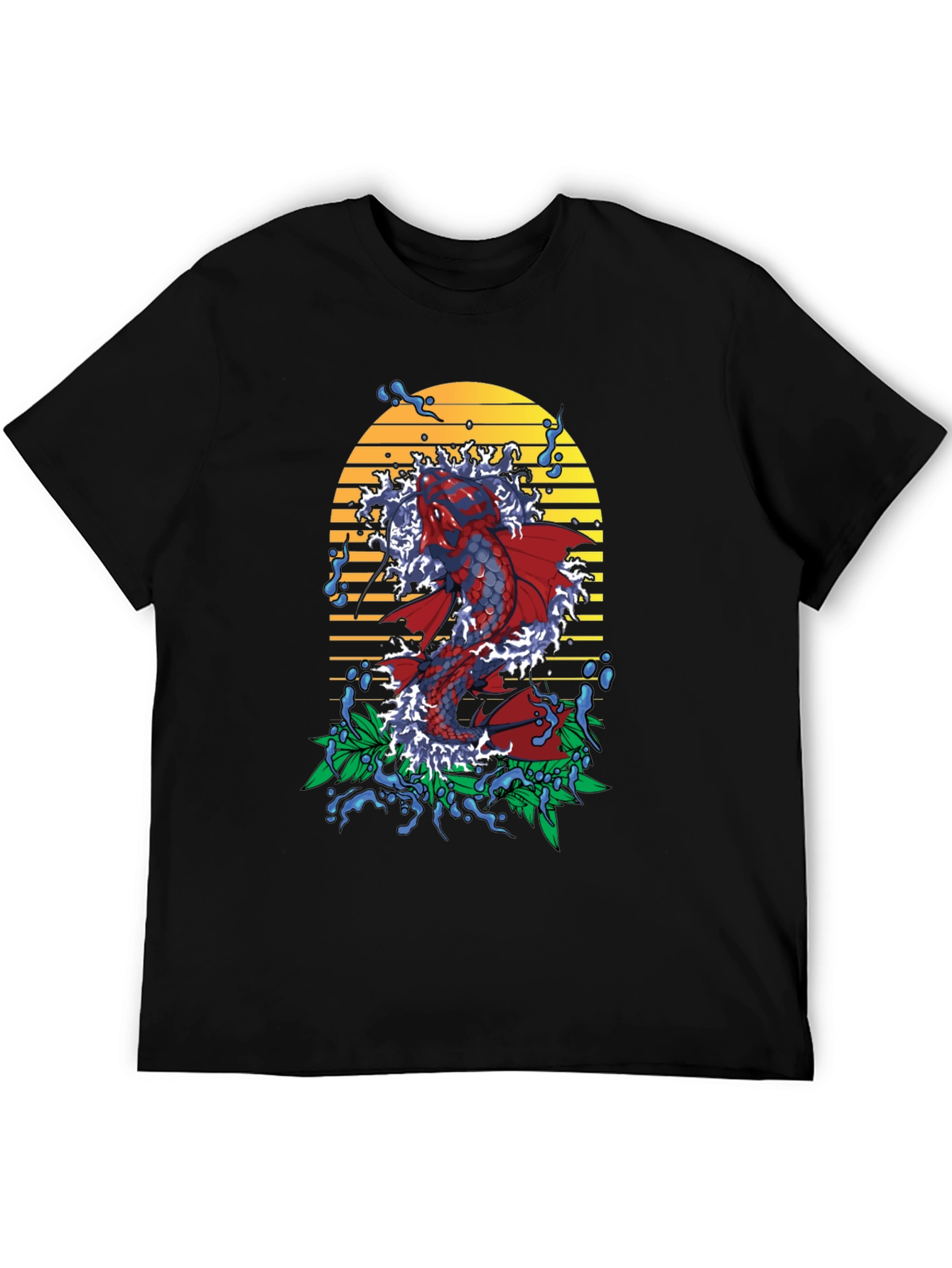 Koi Fish Graphic Tee - Mens Black T-Shirt