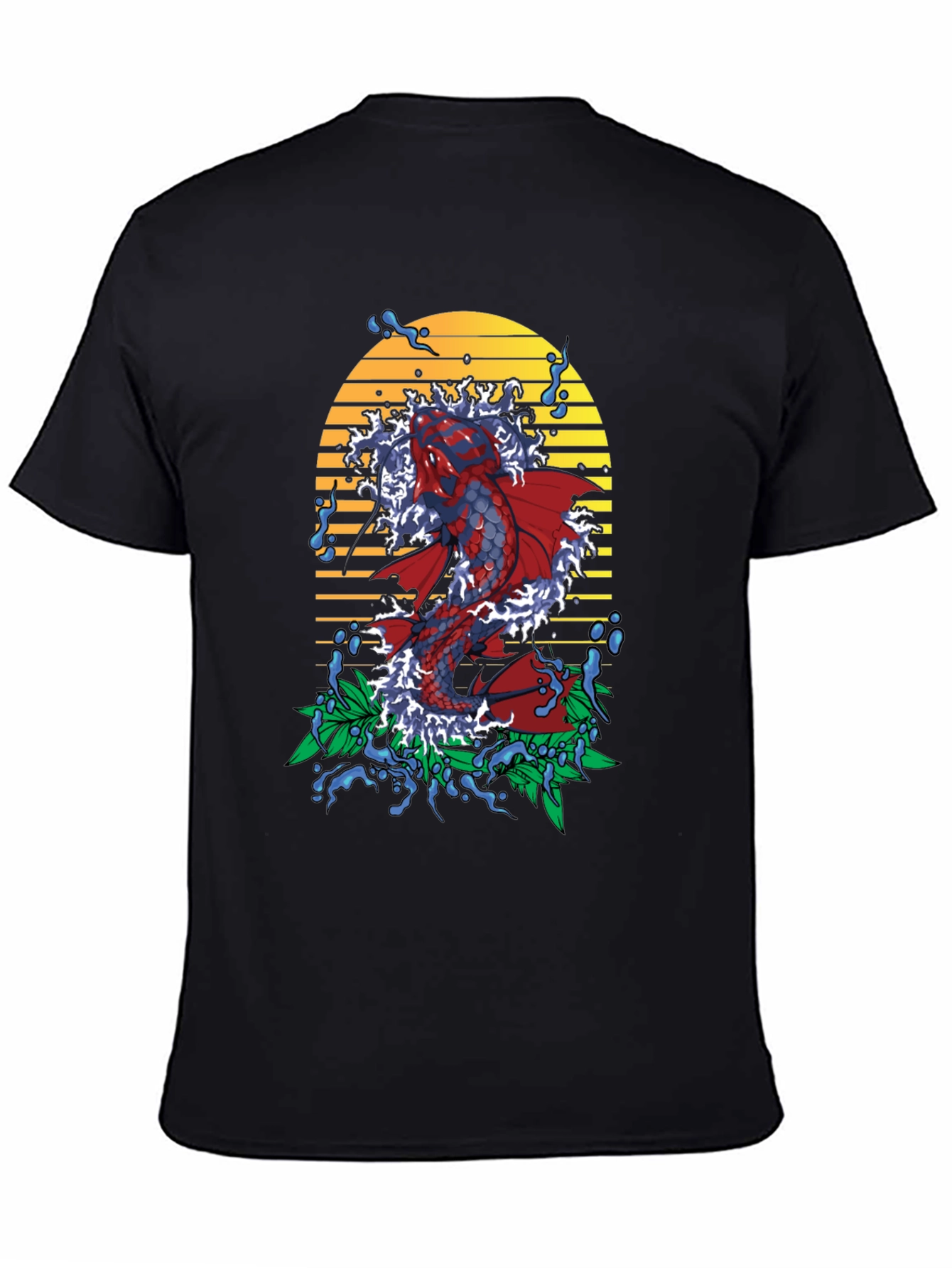 Koi Fish Graphic Tee - Mens Black T-Shirt