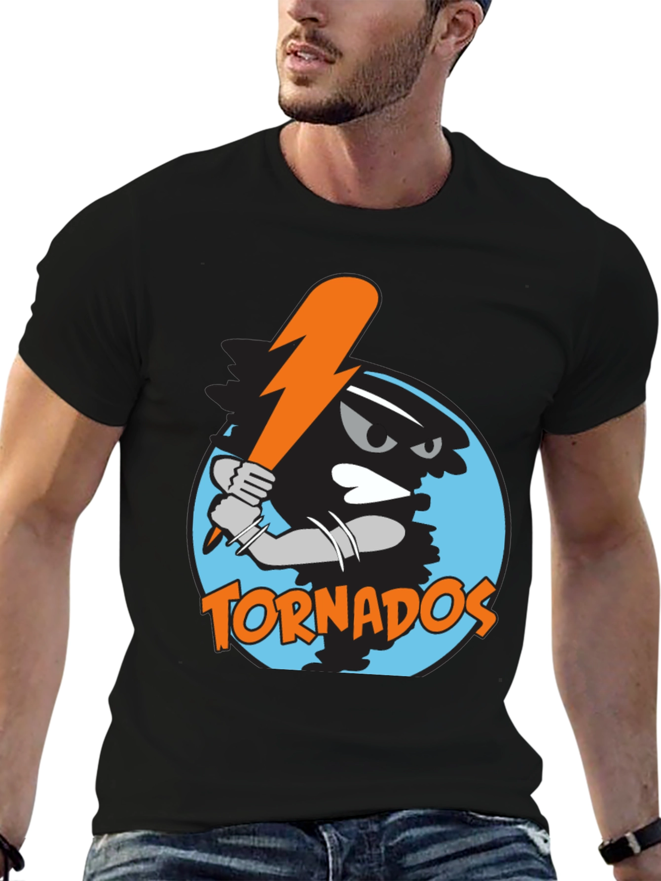 Tornadoes Baseball Graphic Tee - Black Cotton Shirt