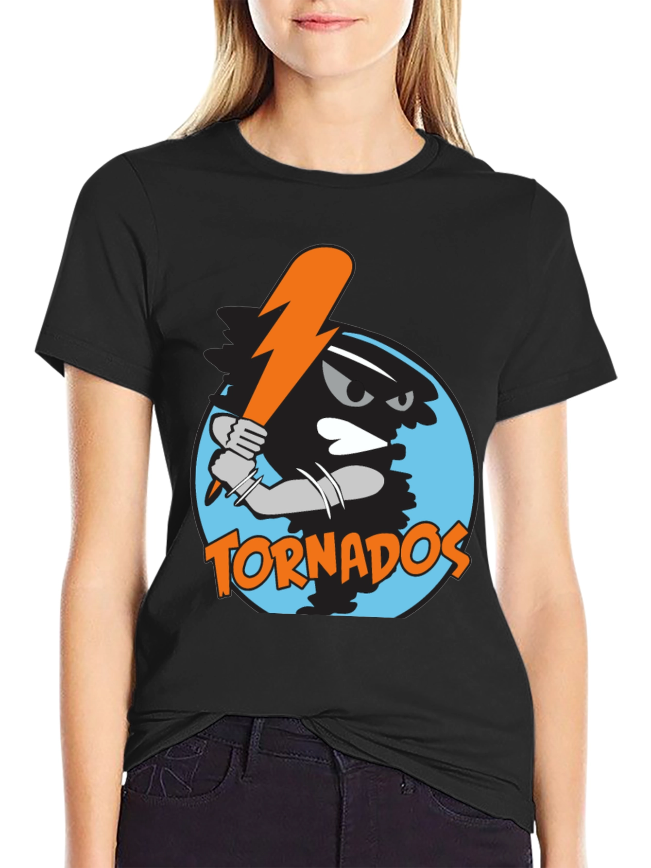 Tornadoes Baseball Graphic Tee - Black Cotton Shirt