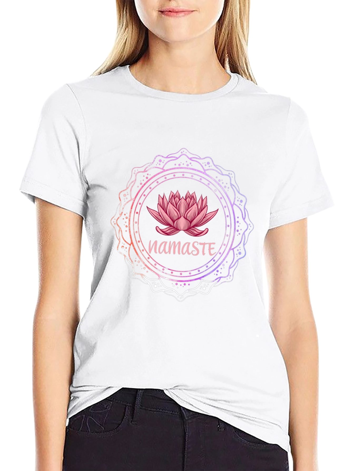Namaste Lotus Graphic Black T-Shirt