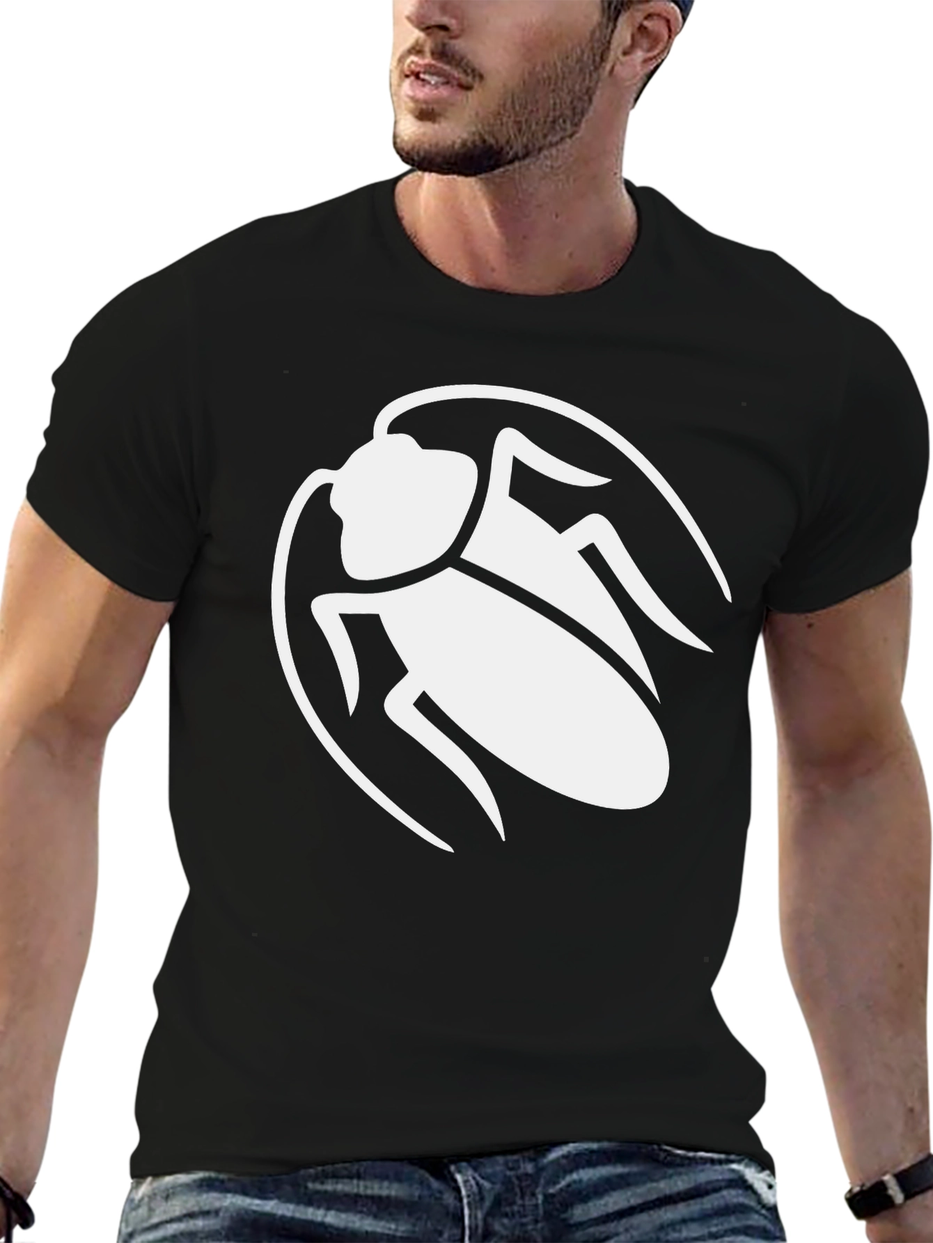 Bold Cockroach Graphic Tee - Black Cotton Blend