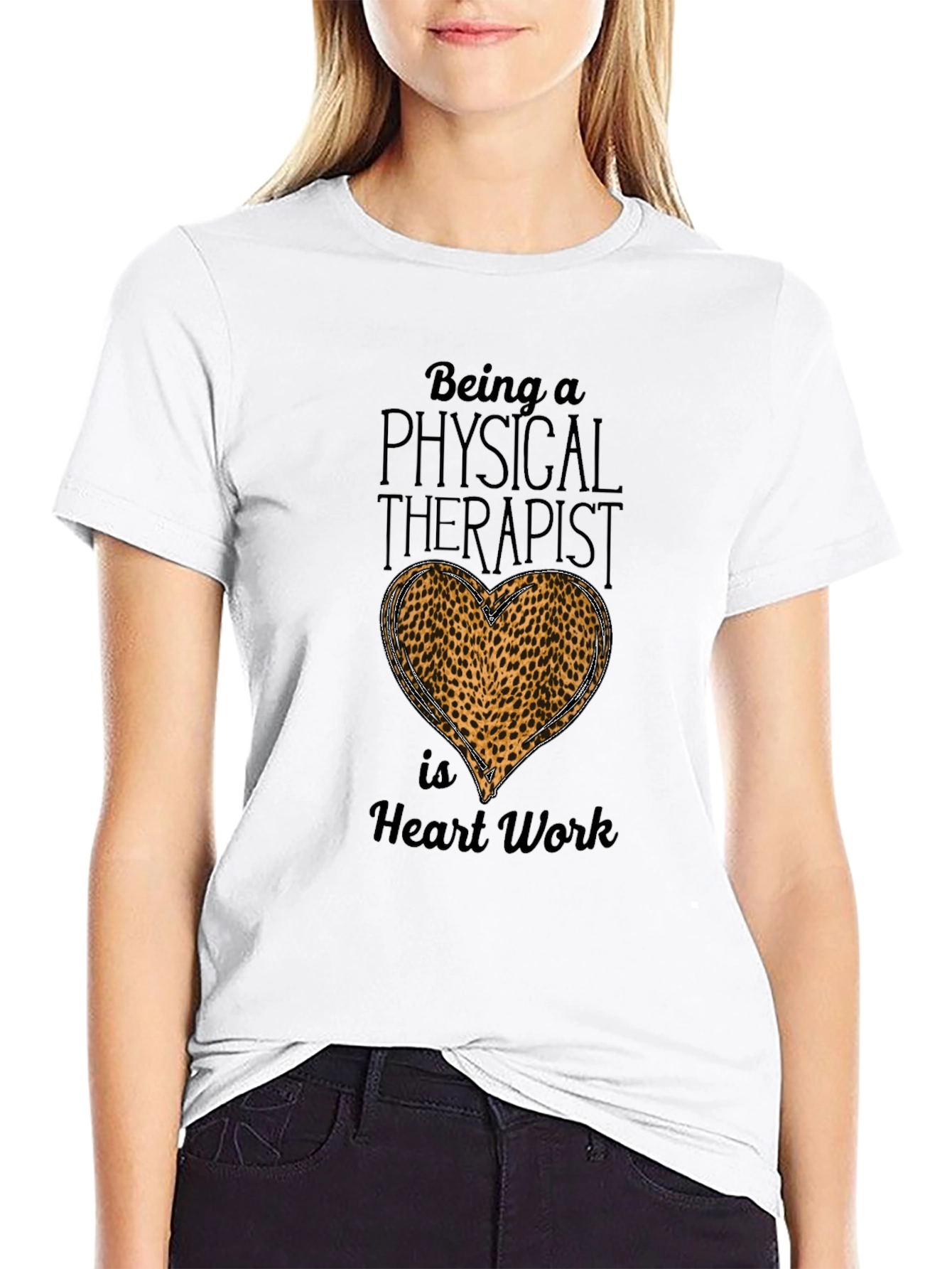 Physical Therapist Leopard Heart T-Shirt