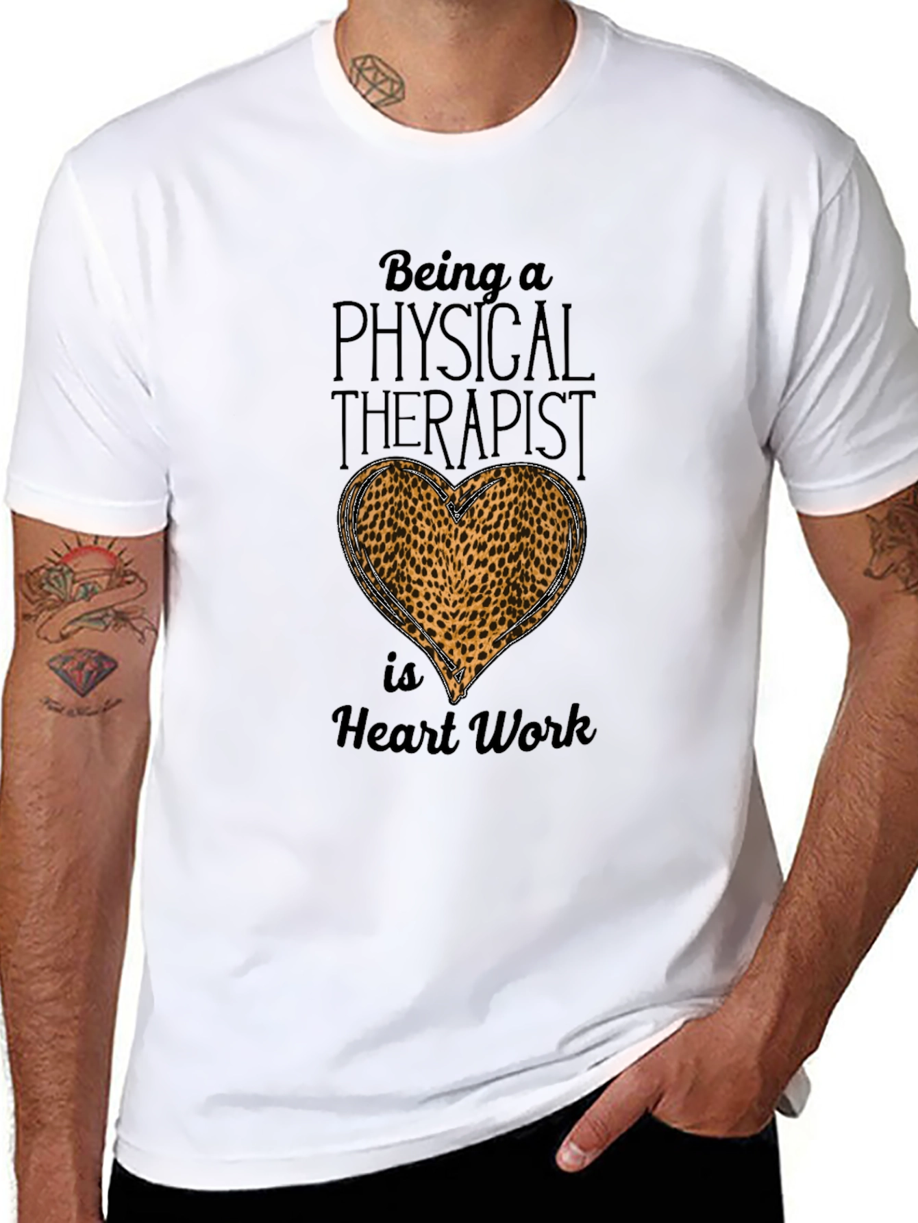 Physical Therapist Leopard Heart T-Shirt