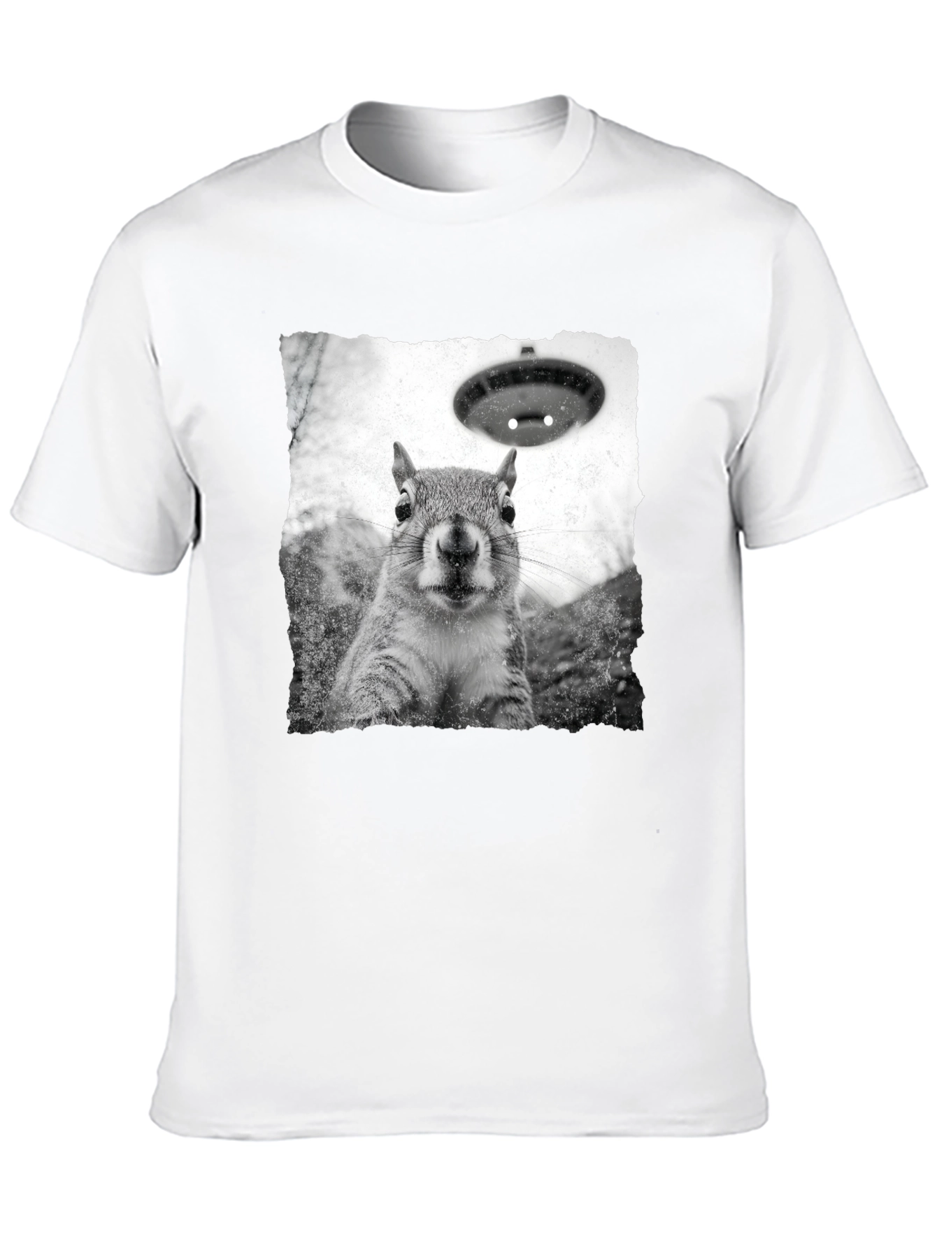 Squirrel UFO Abduction Black T-Shirt