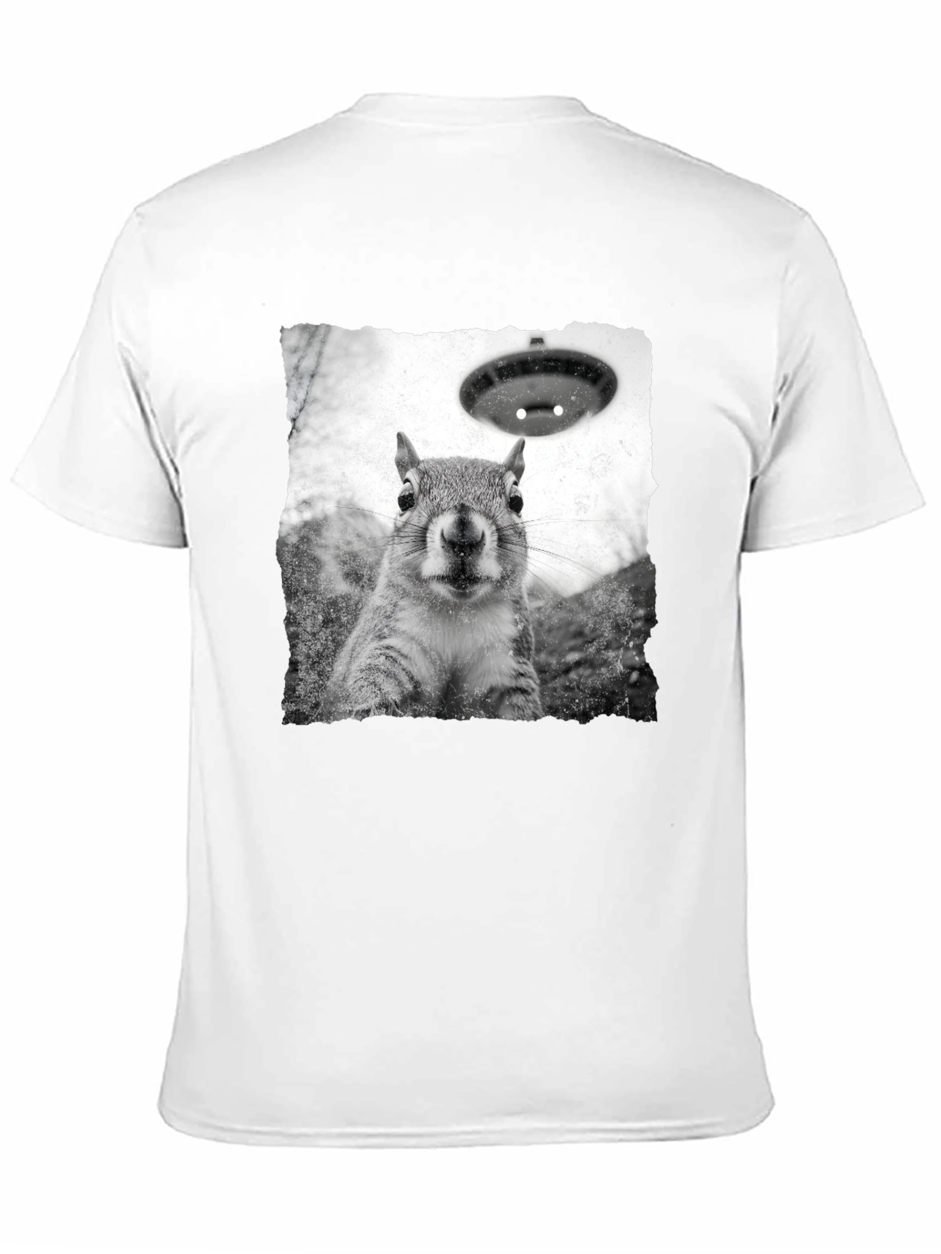 Squirrel UFO Abduction Black T-Shirt
