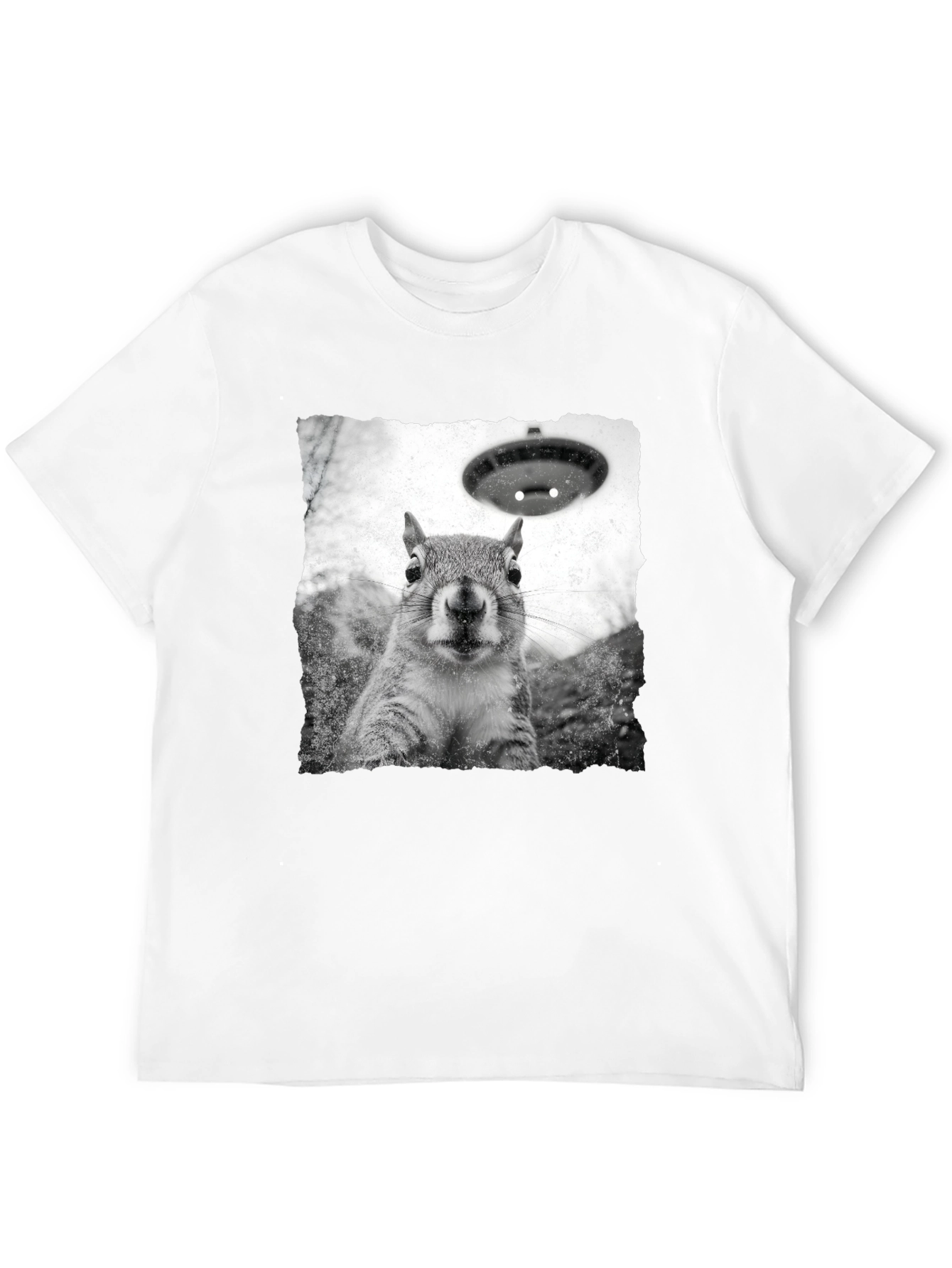 Squirrel UFO Abduction Black T-Shirt