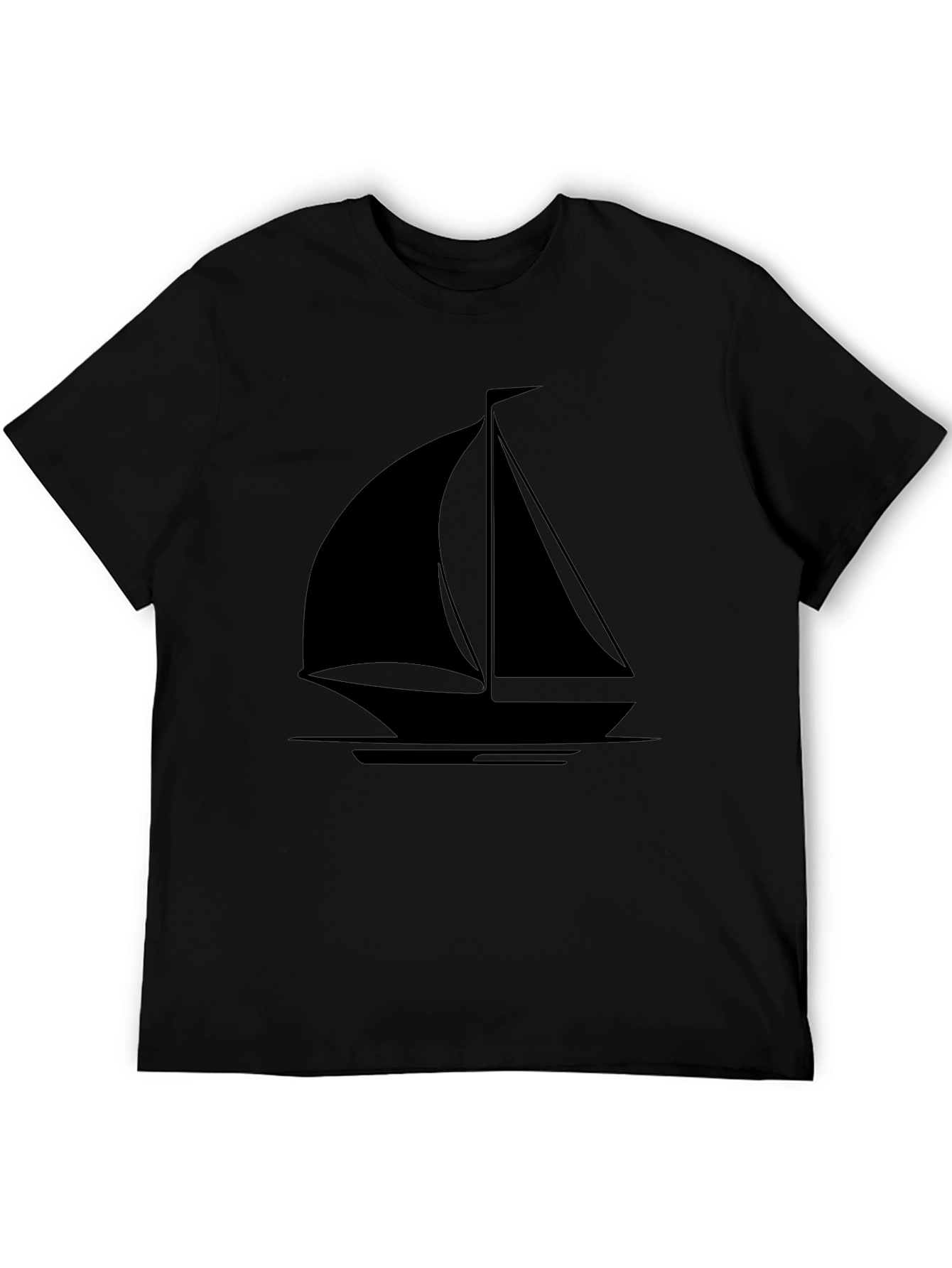 Sailboat Graphic T-Shirt - Black Cotton Tee