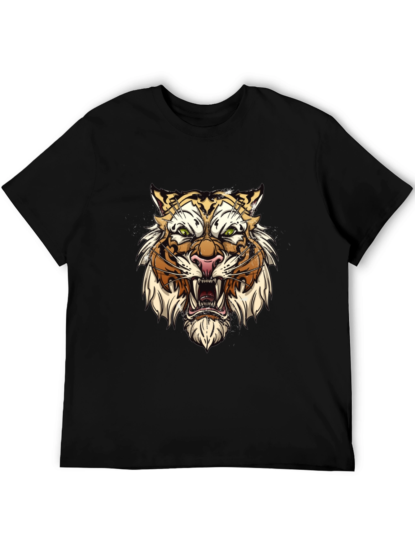 Tiger Graphic Tee - Fierce Animal Print Black T-Shirt