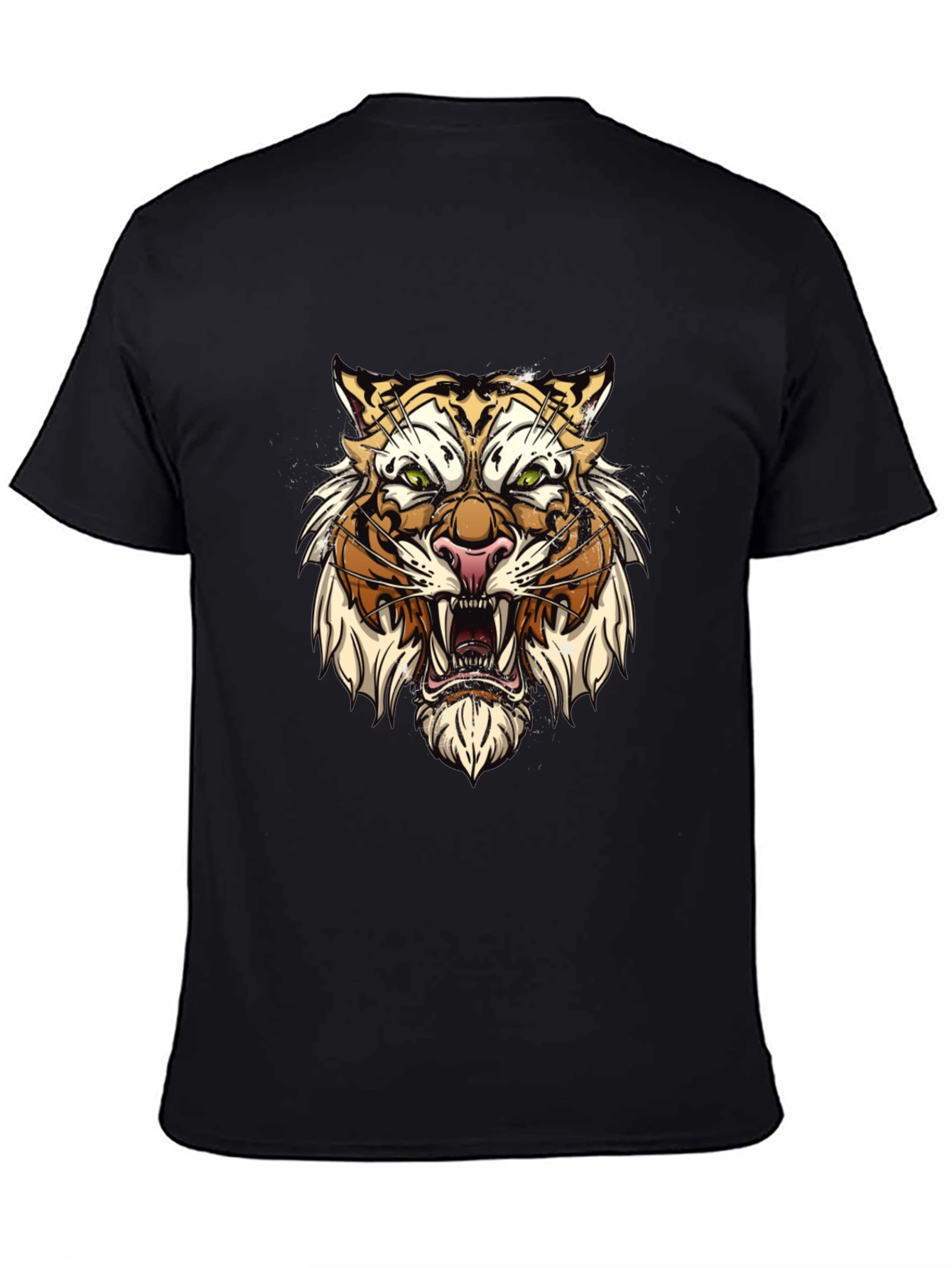 Tiger Graphic Tee - Fierce Animal Print Black T-Shirt
