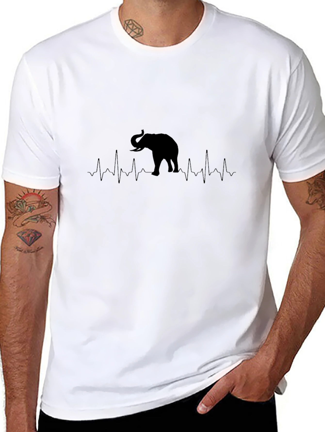 Elephant Heartbeat T-Shirt - Black Graphic Tee