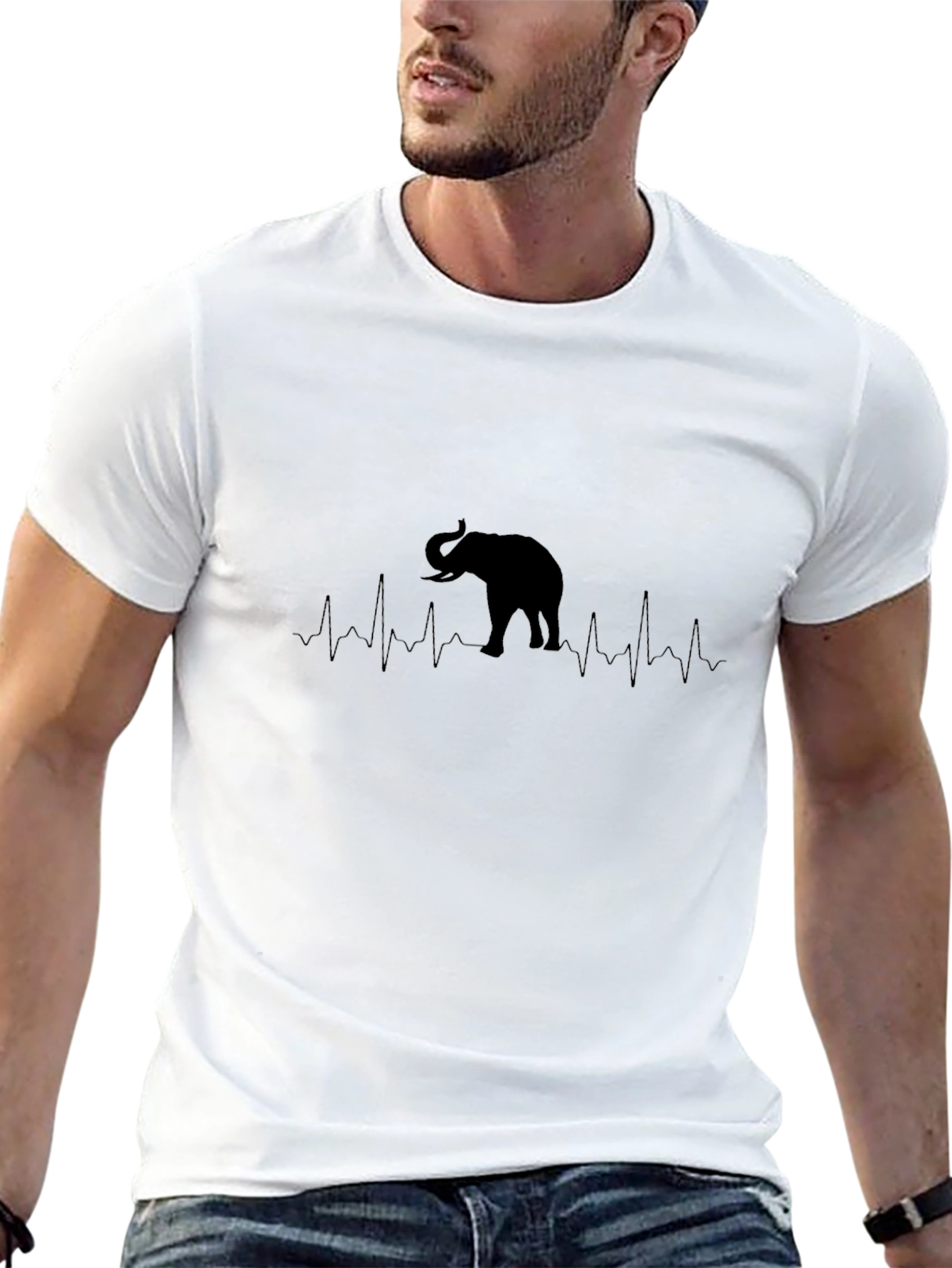 Elephant Heartbeat T-Shirt - Black Graphic Tee