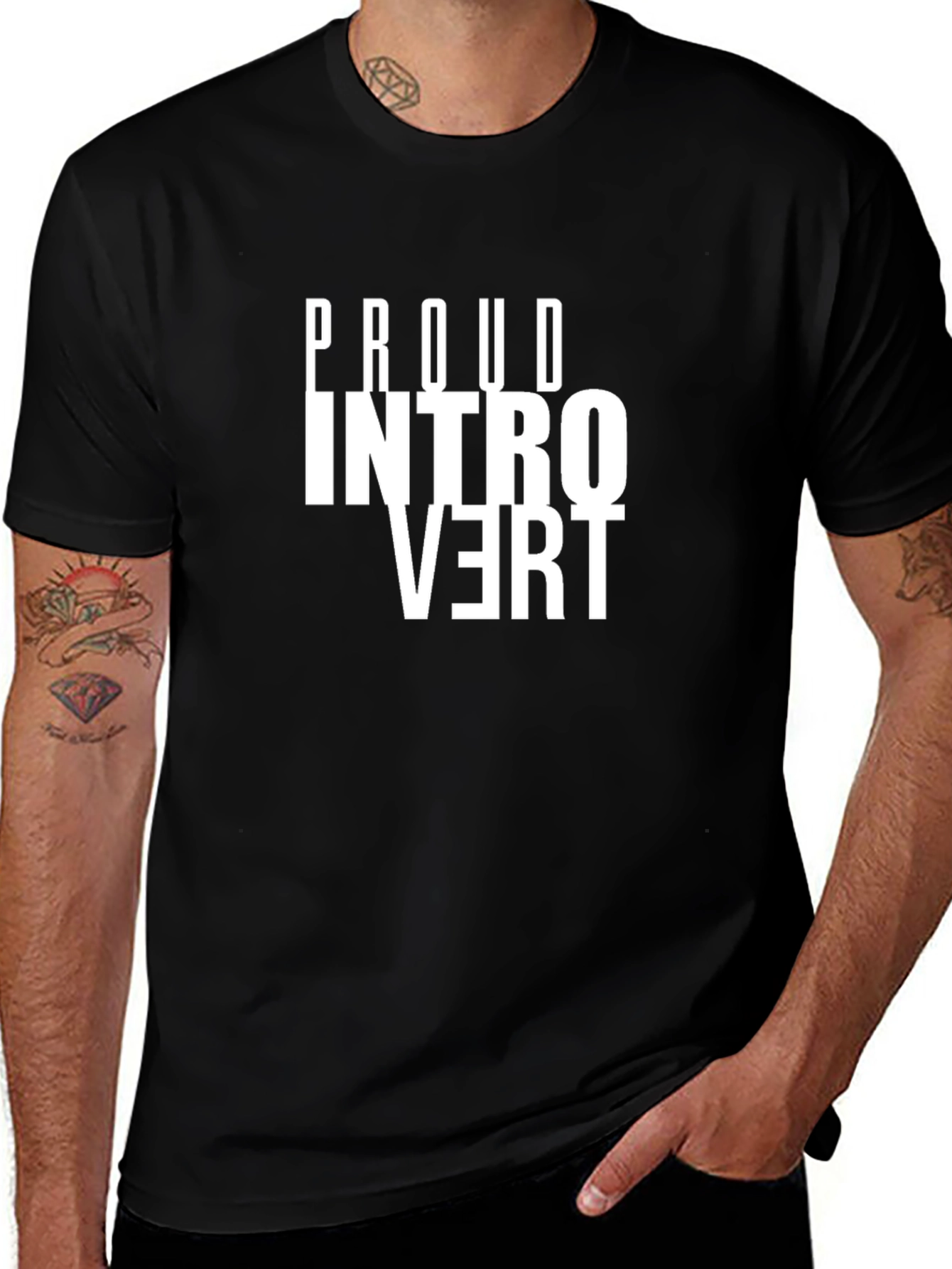 Proud Introvert Graphic Tee - Black Cotton Comfort