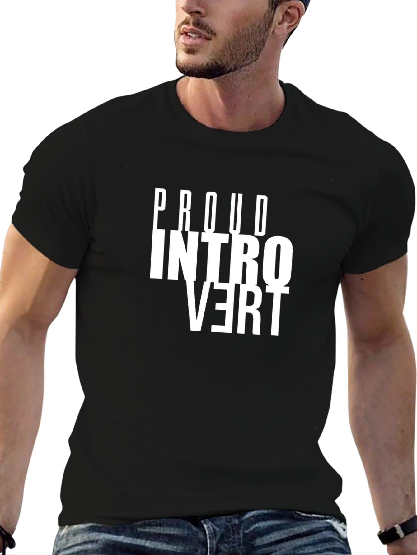 Proud Introvert Graphic Tee - Black Cotton Comfort