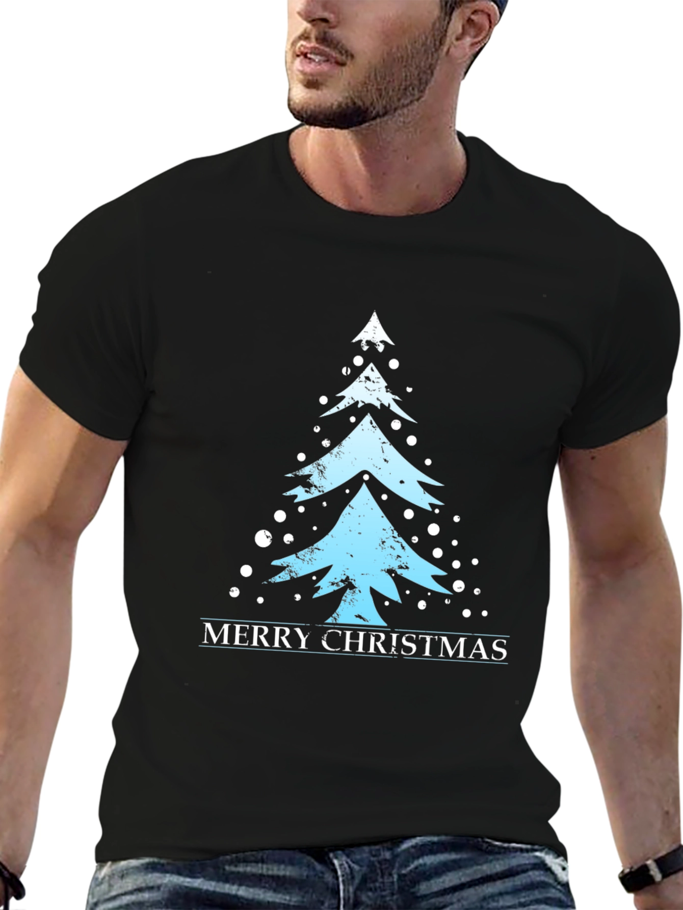 Merry Christmas Tree Graphic T-Shirt