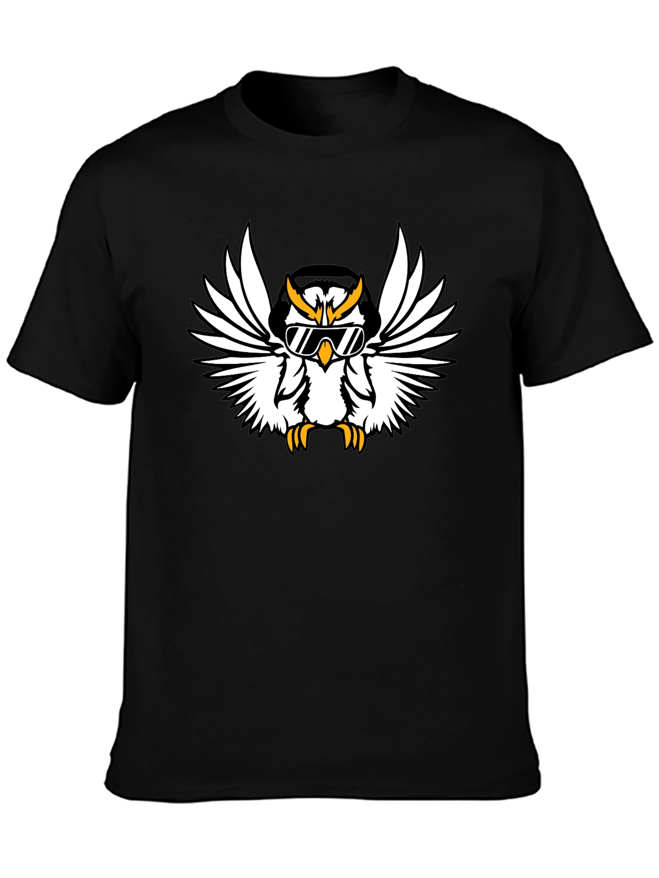 Cool Owl Graphic Tee - Black Cotton T-Shirt