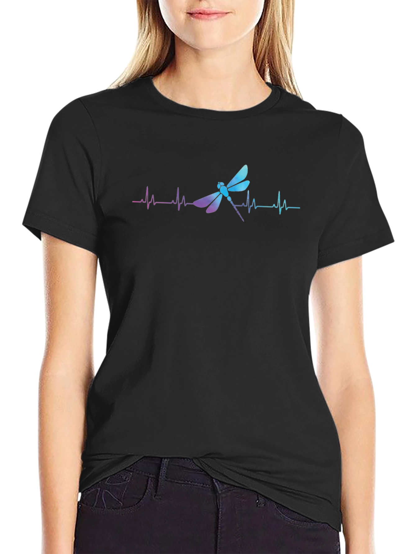 Dragonfly Heartbeat Graphic Tee - Black T-Shirt