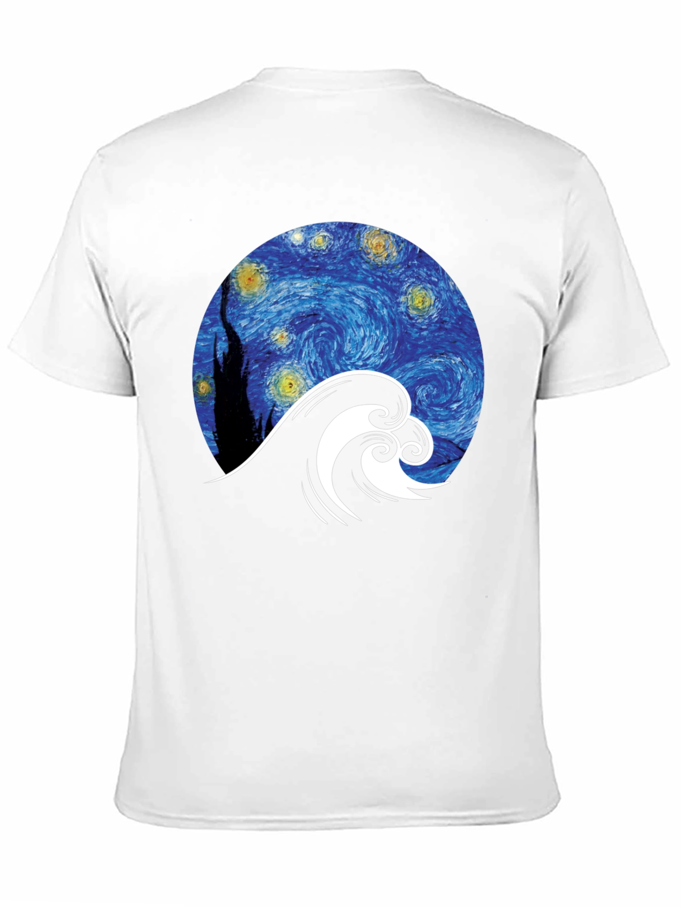 Starry Wave Graphic Tee - Unique Artistic Design
