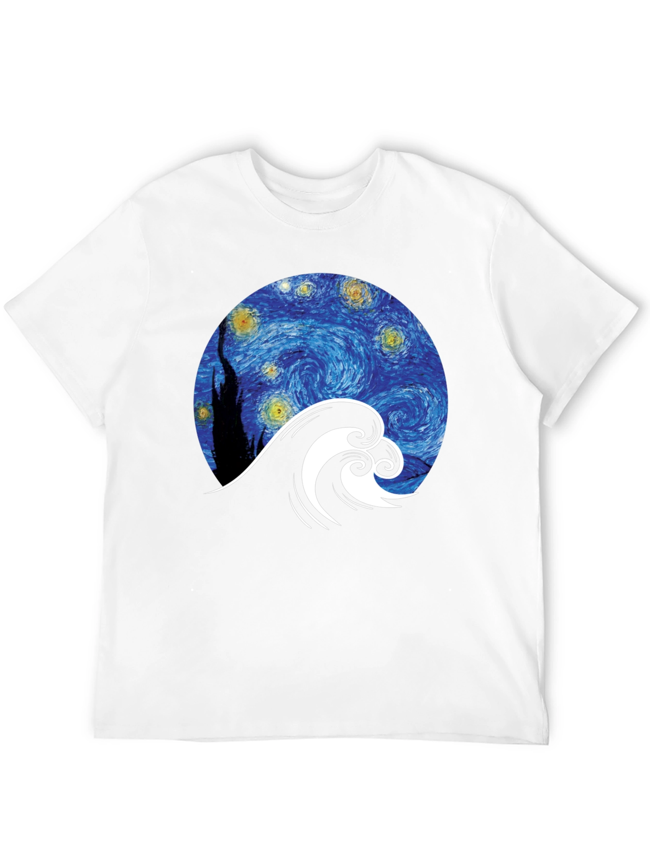 Starry Wave Graphic Tee - Unique Artistic Design