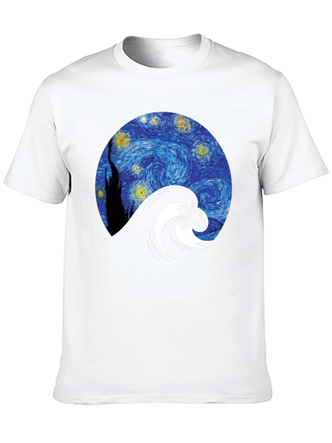Starry Wave Graphic Tee - Unique Artistic Design