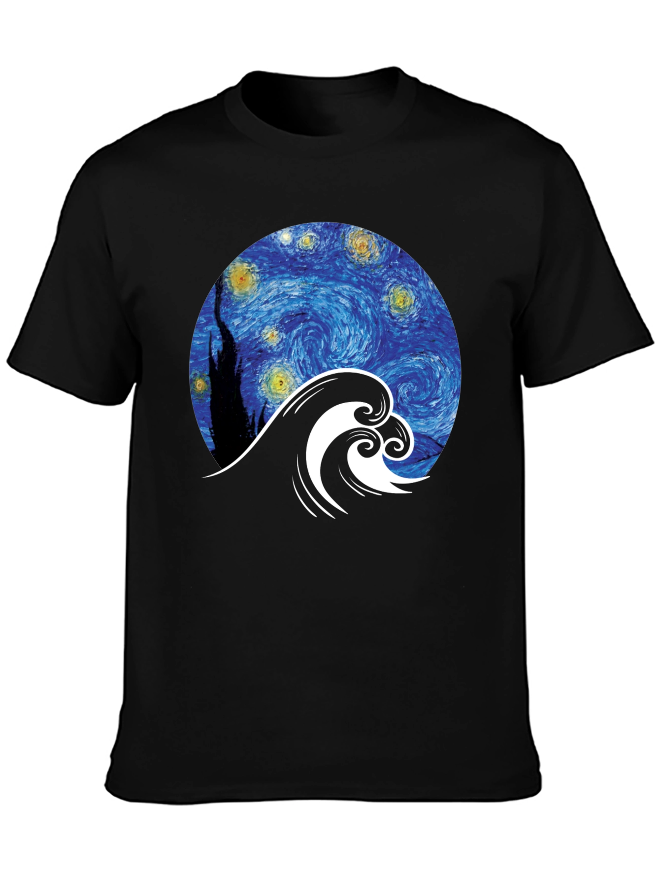 Starry Wave Graphic Tee - Unique Artistic Design