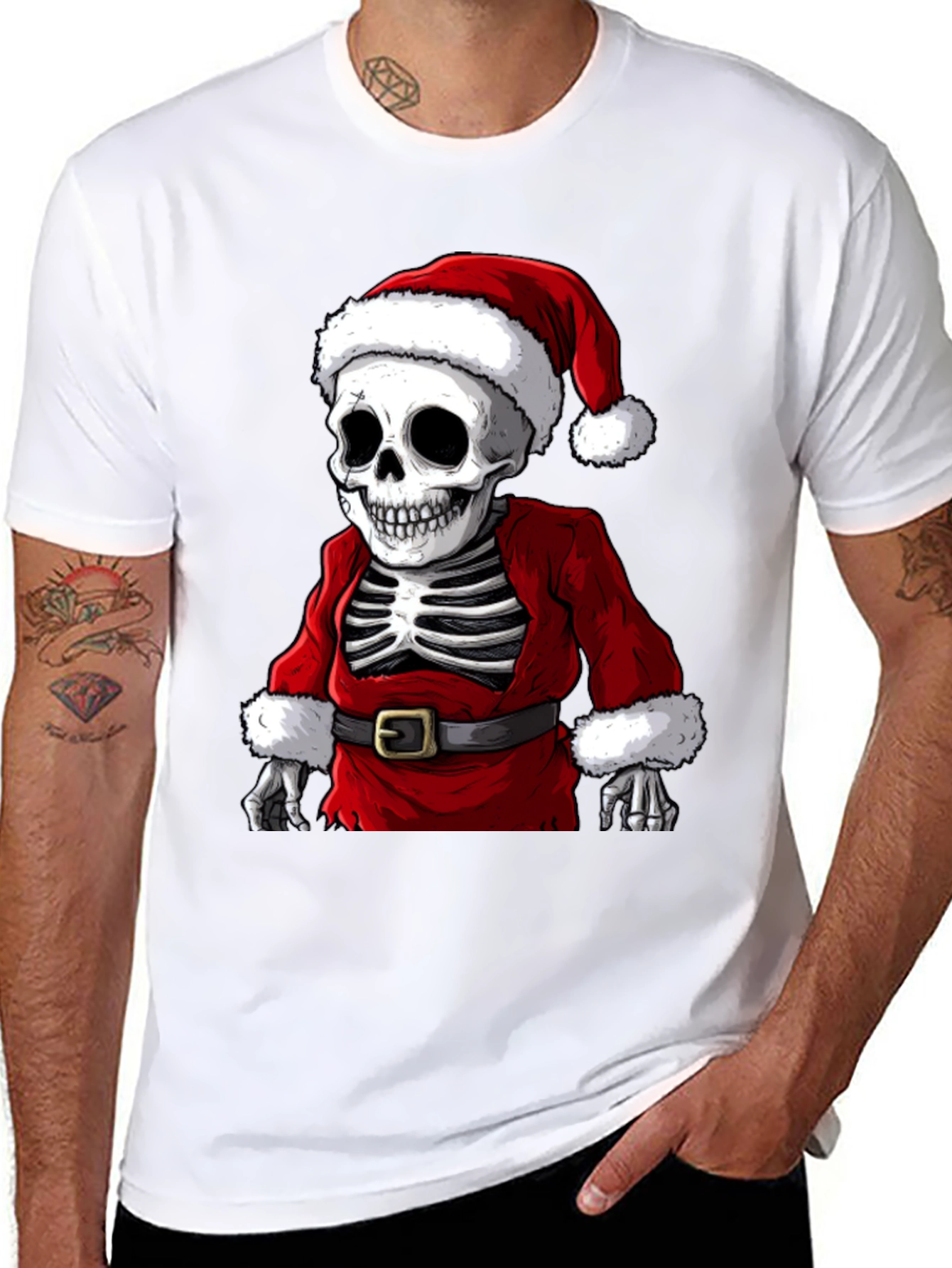 Santa Skeleton T-Shirt - Holiday Humor