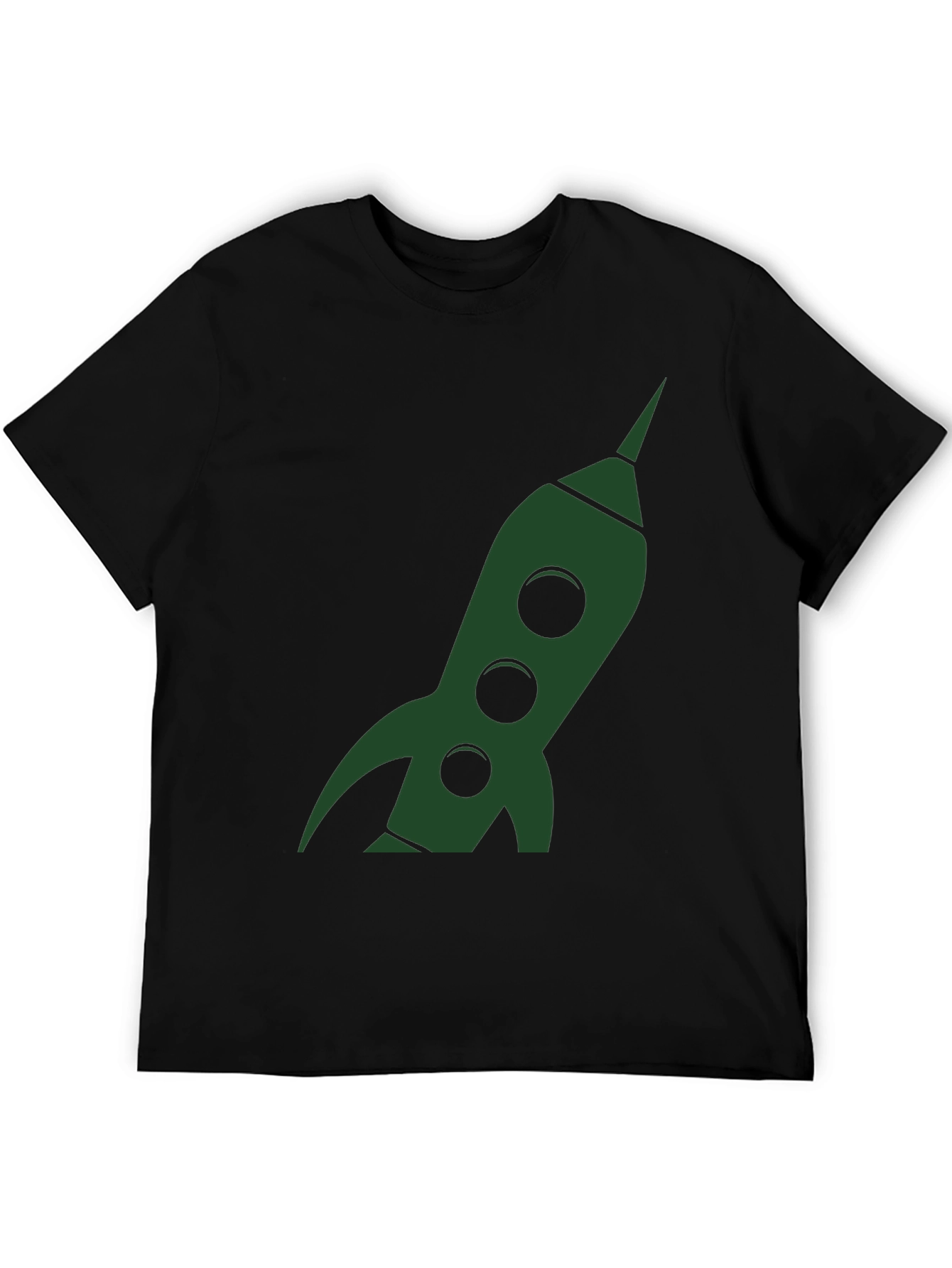 Retro Rocket Graphic Tee - Black Cotton T-Shirt