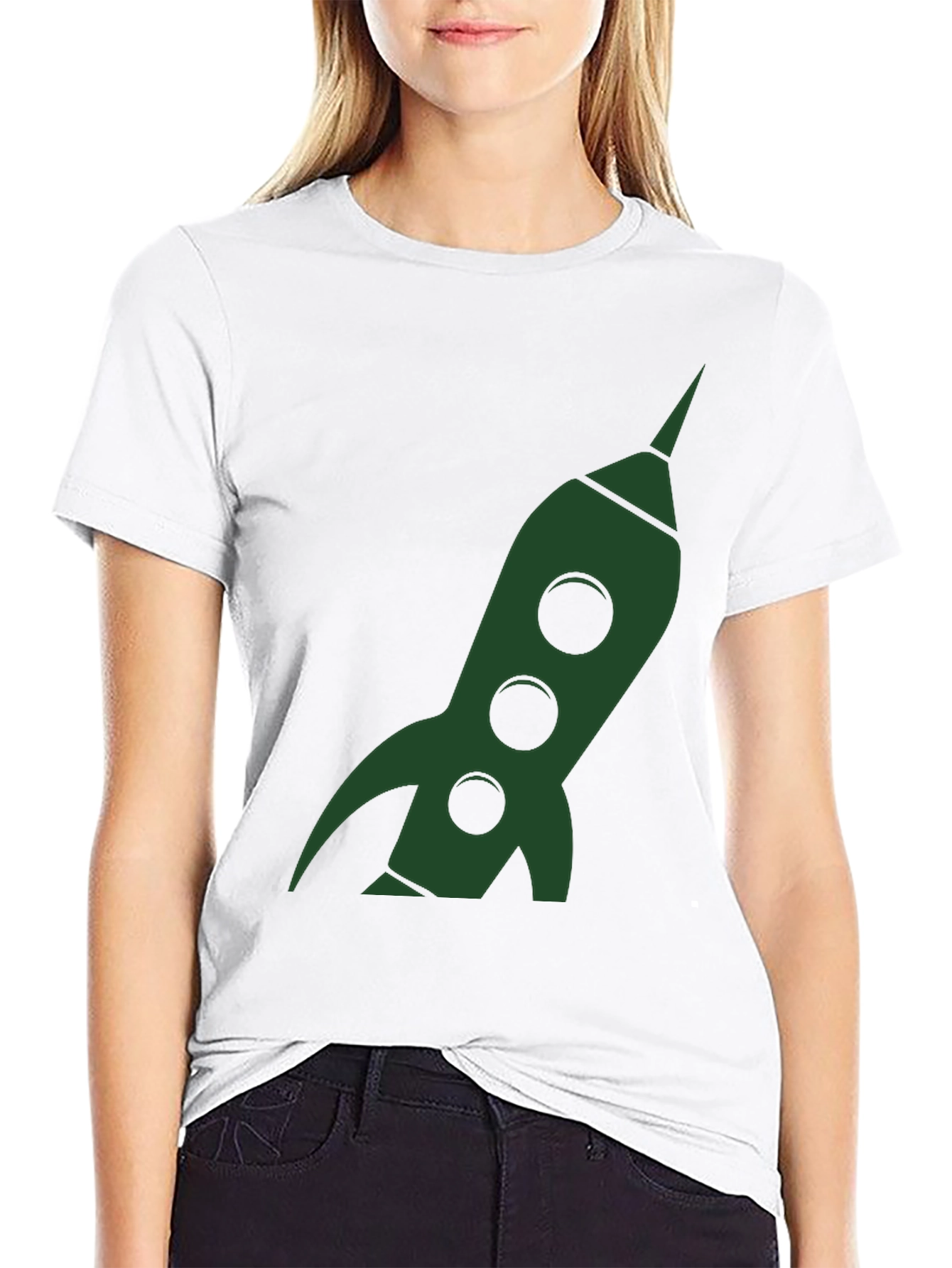 Retro Rocket Graphic Tee - Black Cotton T-Shirt