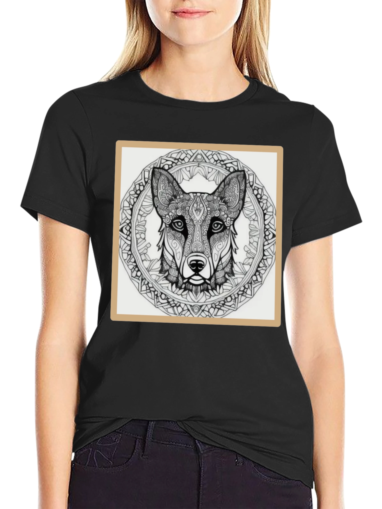 Dog Mandala T-Shirt - Black