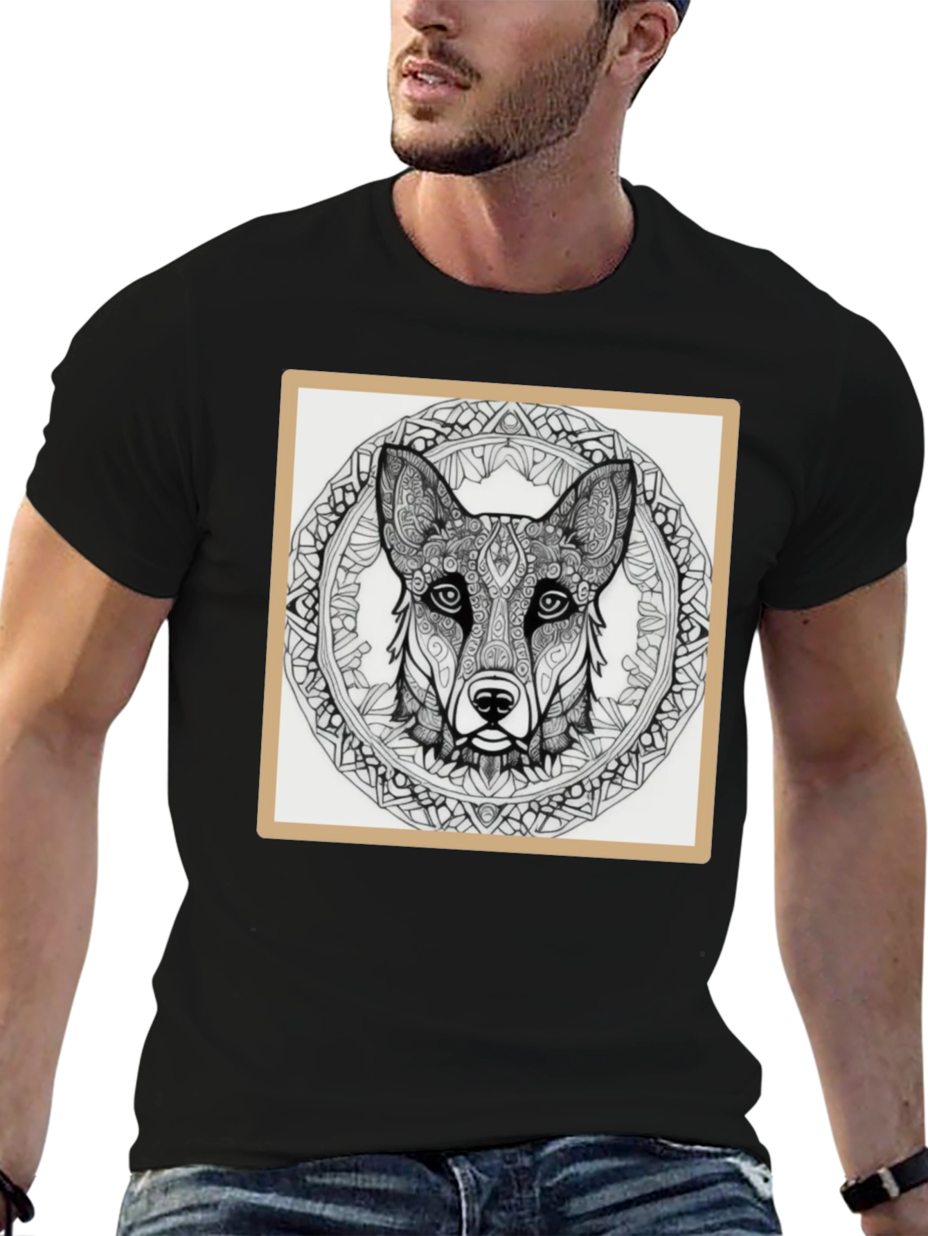 Dog Mandala T-Shirt - Black