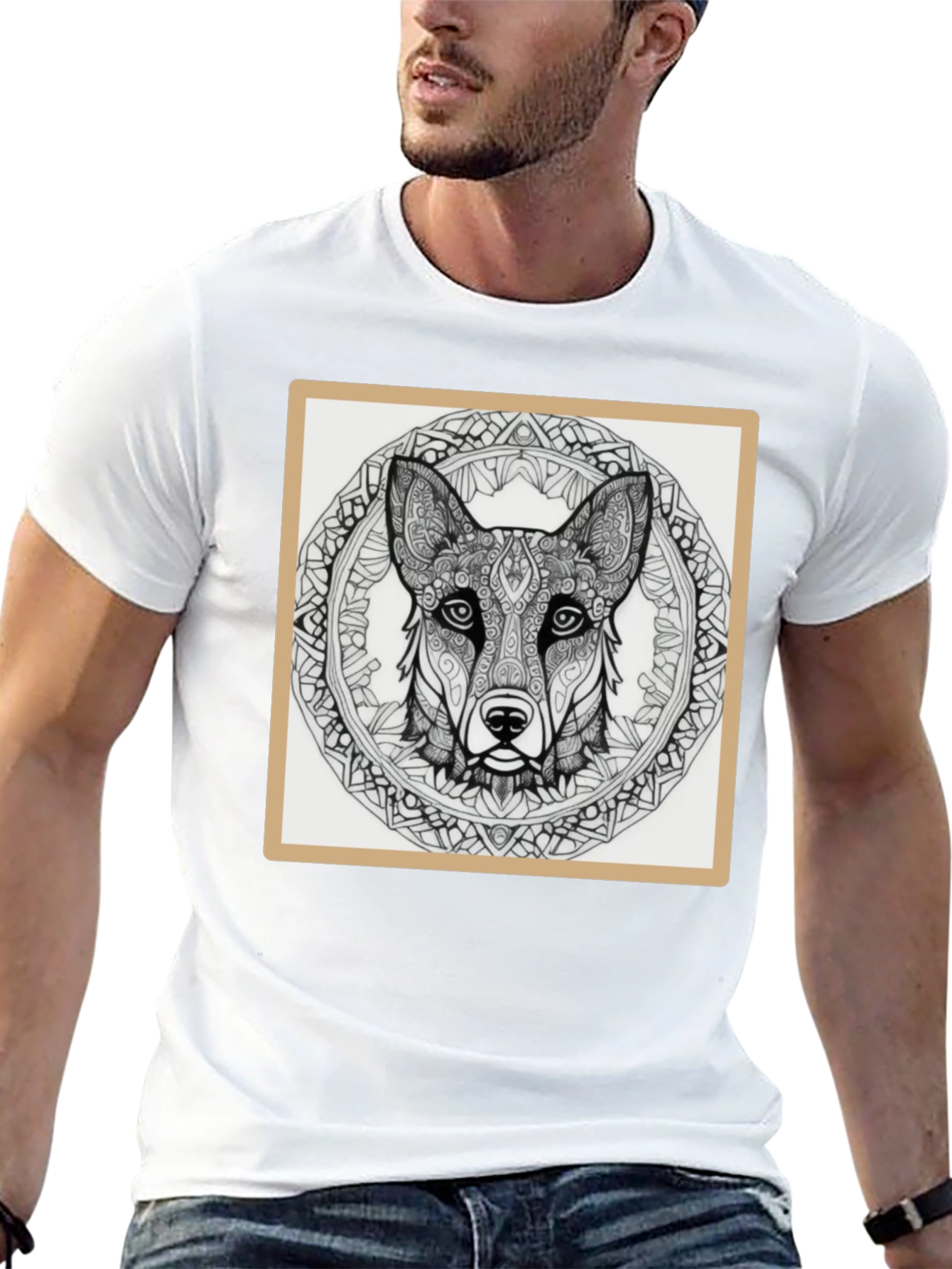 Dog Mandala T-Shirt - Black