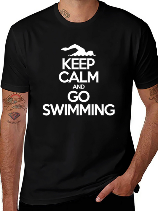 Keep Calm and Go Swimming Black T-Shirt