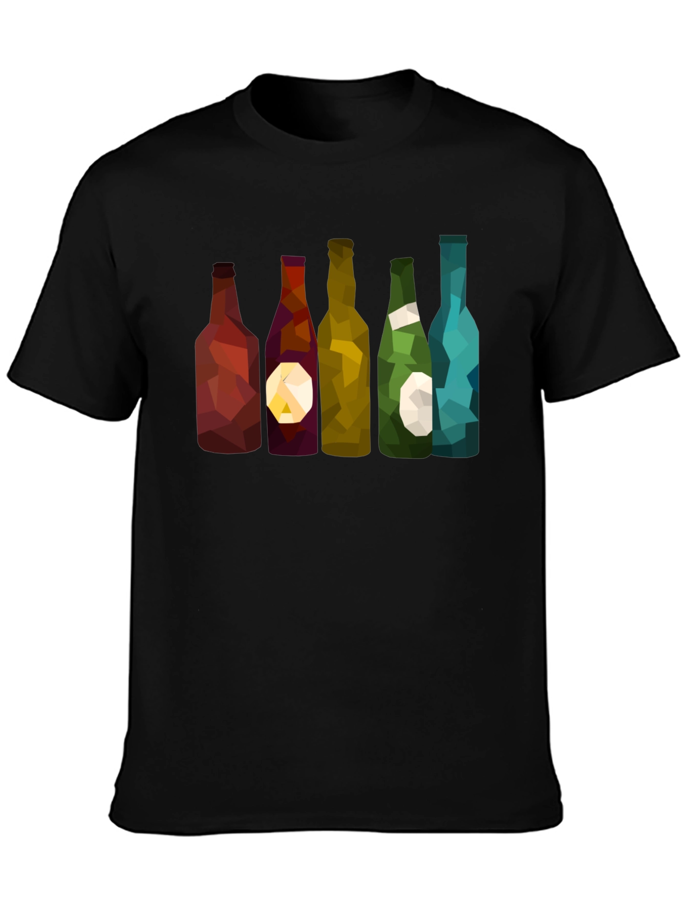 Geometric Wine Bottles Graphic T-Shirt