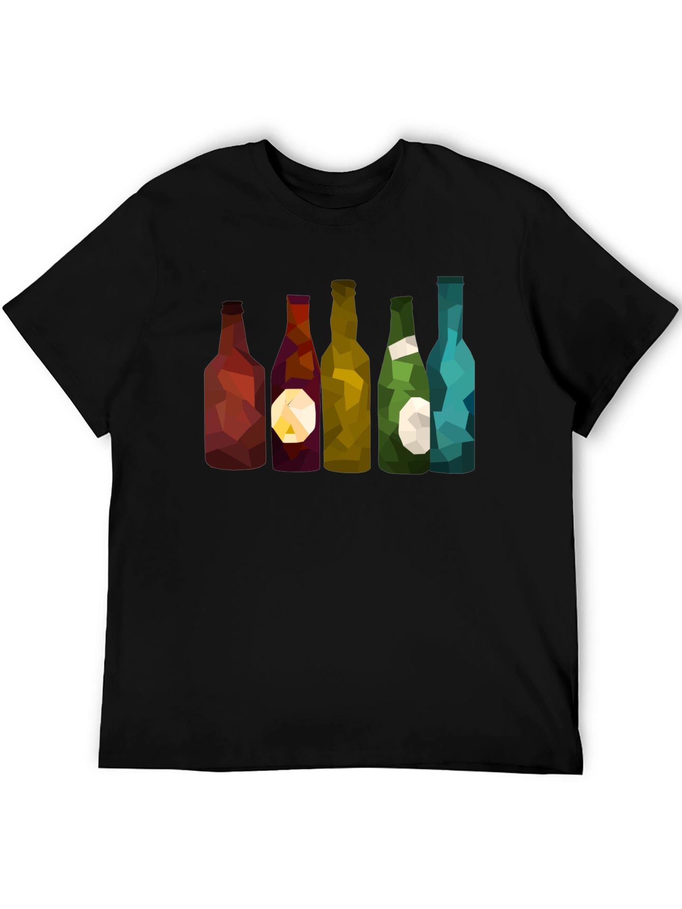 Geometric Wine Bottles Graphic T-Shirt