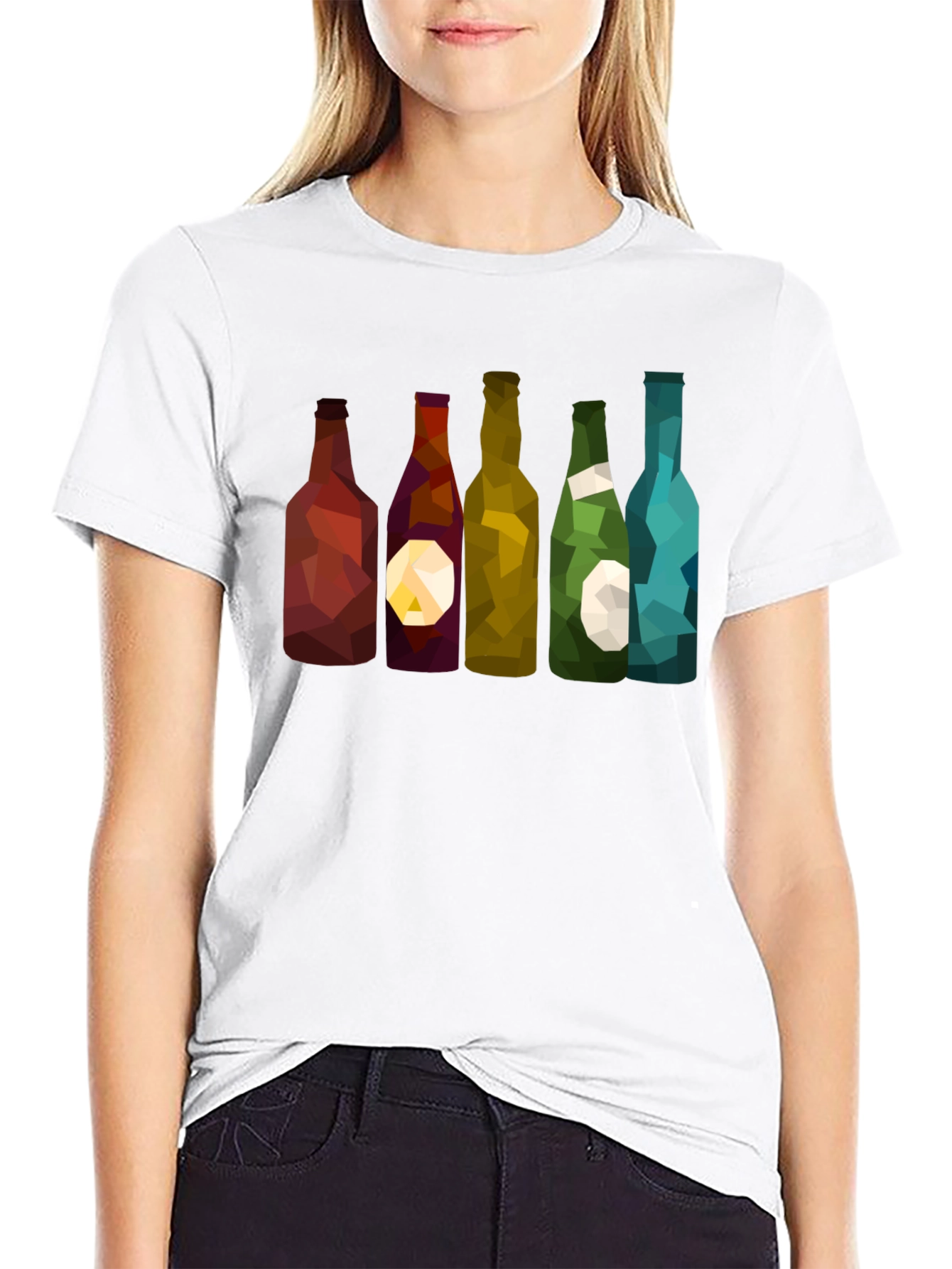 Geometric Wine Bottles Graphic T-Shirt