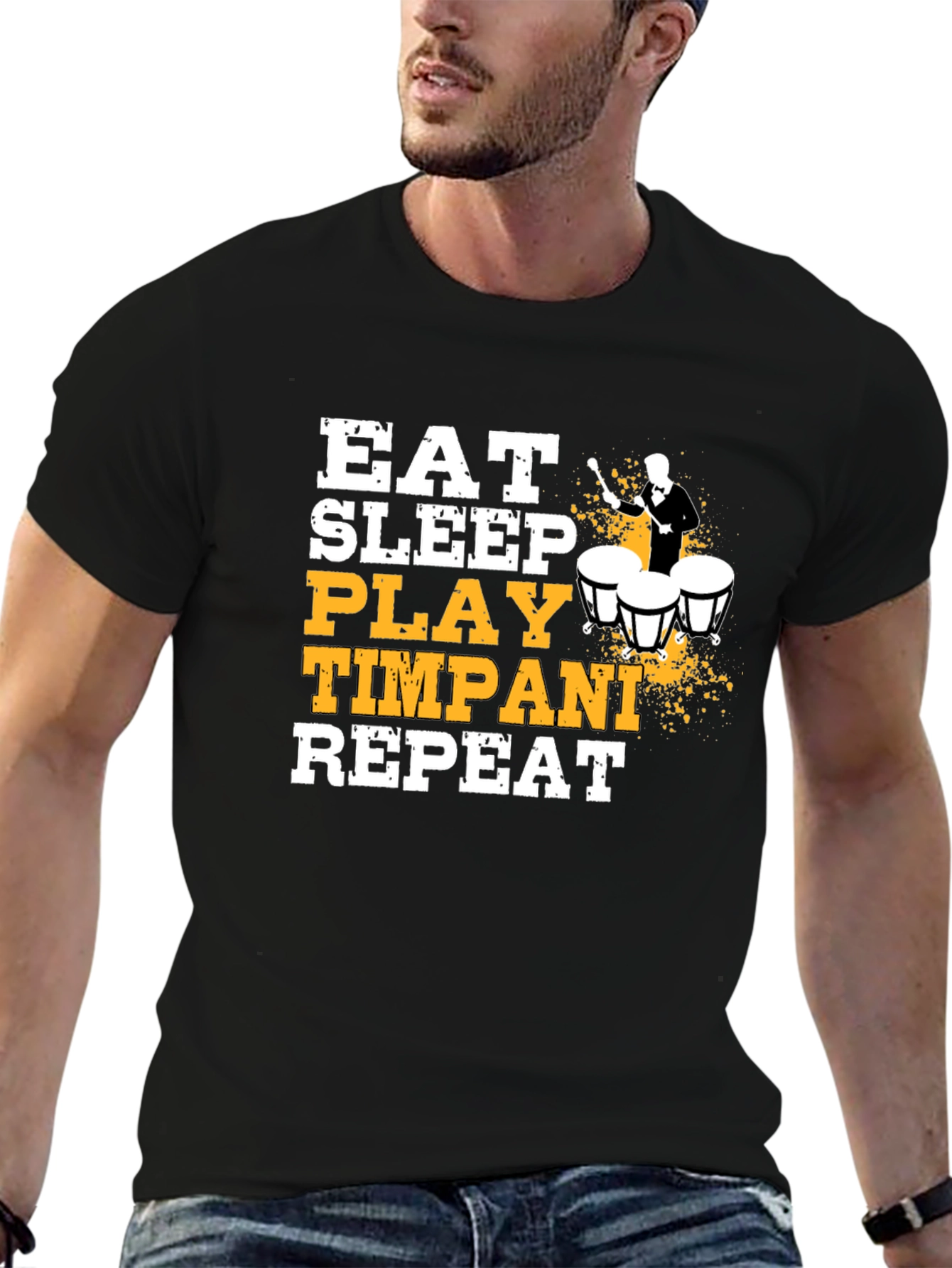 Eat Sleep Play Timpani Repeat Black T-Shirt