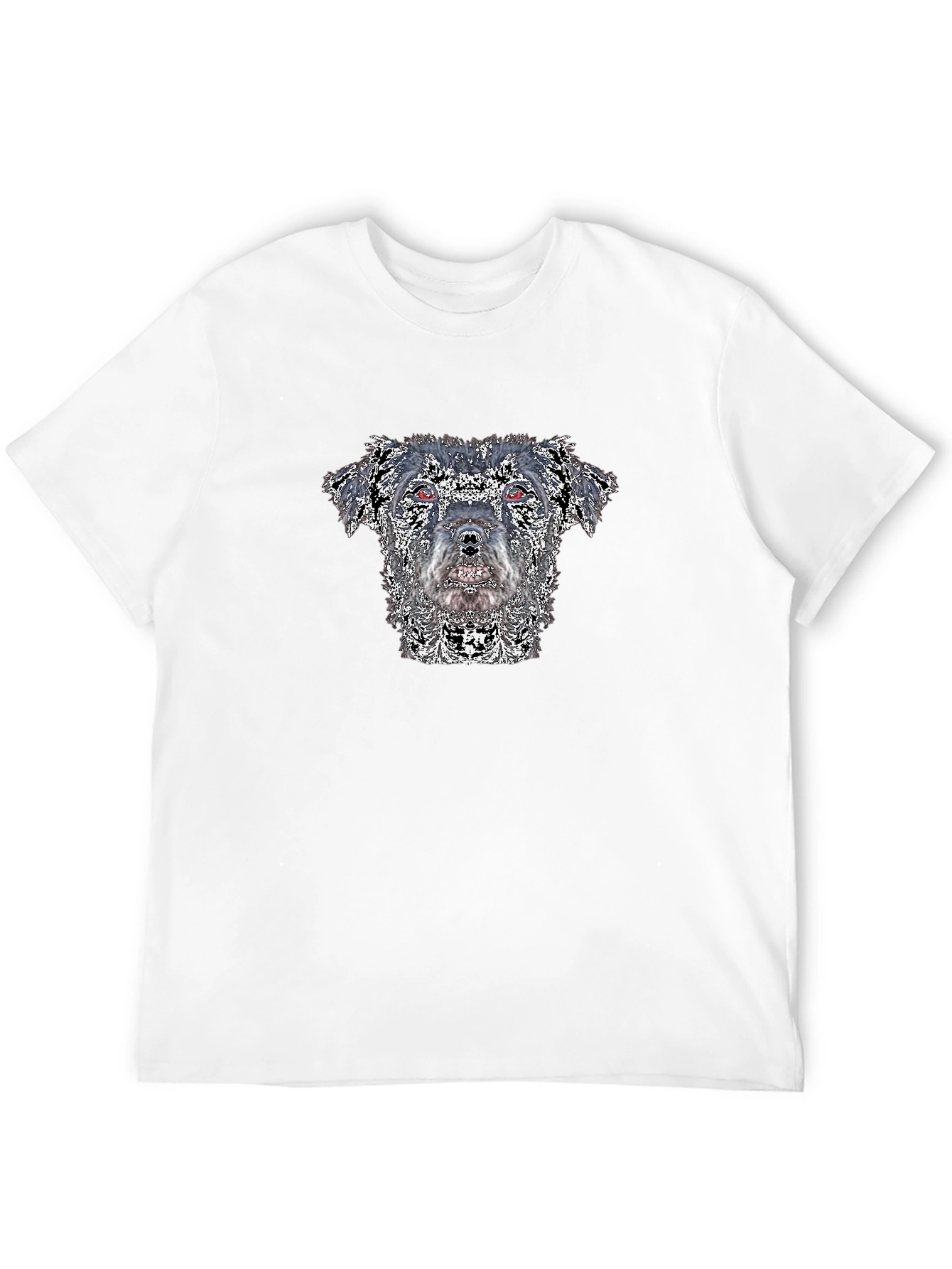 Dog Portrait Black T-Shirt - Unique Artistic Design