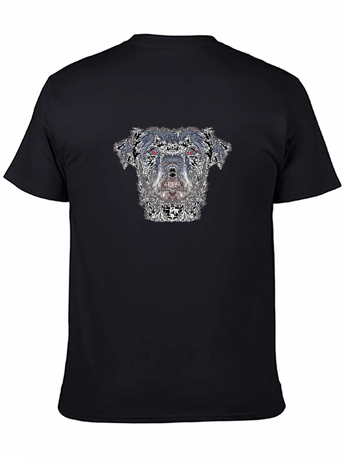 Dog Portrait Black T-Shirt - Unique Artistic Design