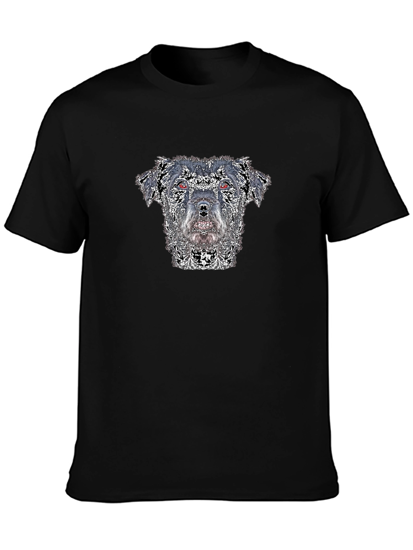 Dog Portrait Black T-Shirt - Unique Artistic Design