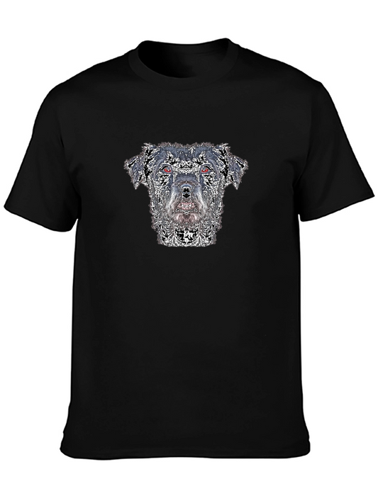 Dog Portrait Black T-Shirt - Unique Artistic Design