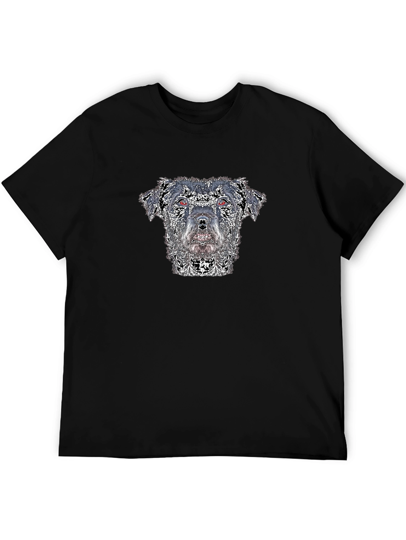 Dog Portrait Black T-Shirt - Unique Artistic Design