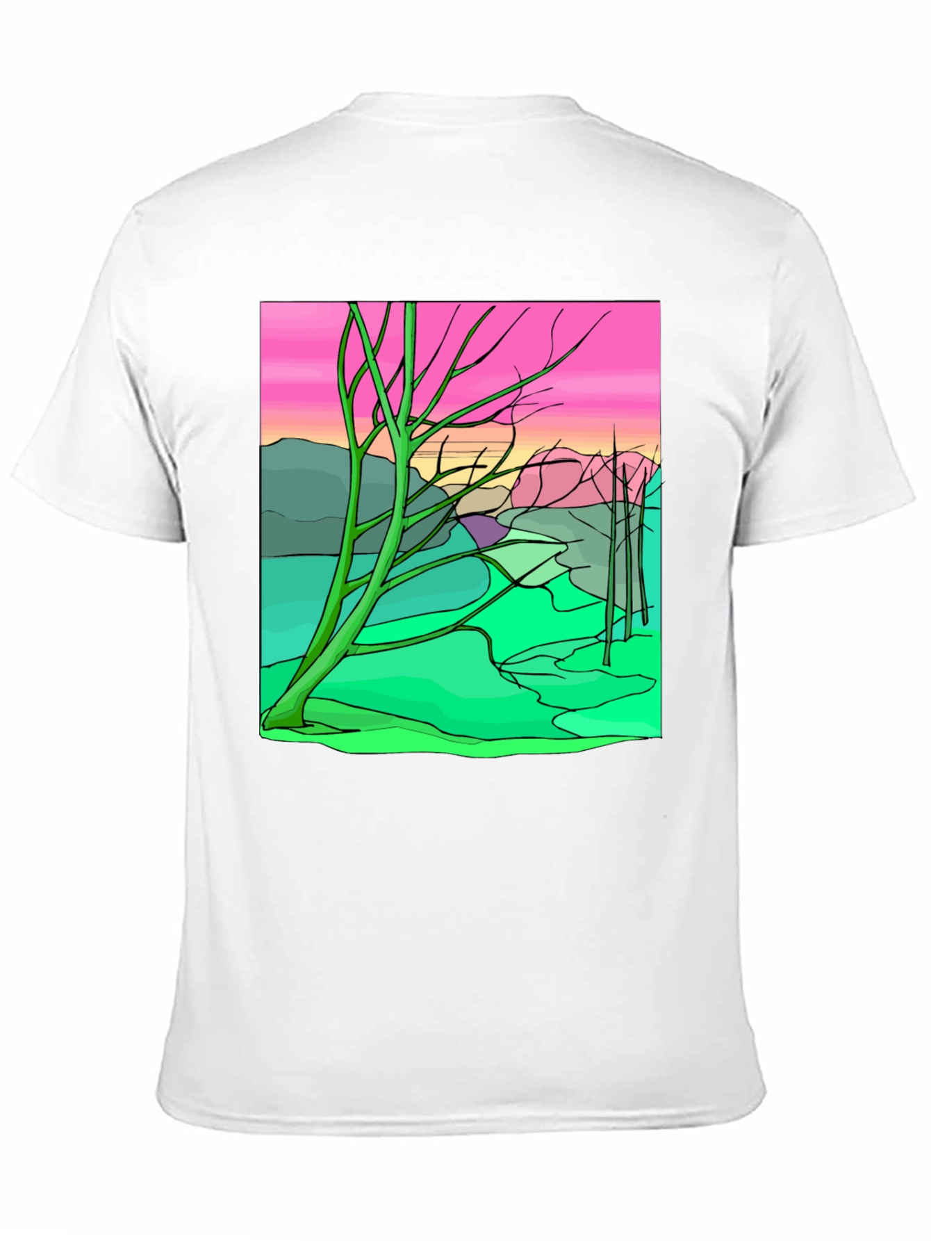 Surreal Landscape Graphic Tee - Black Cotton Comfort