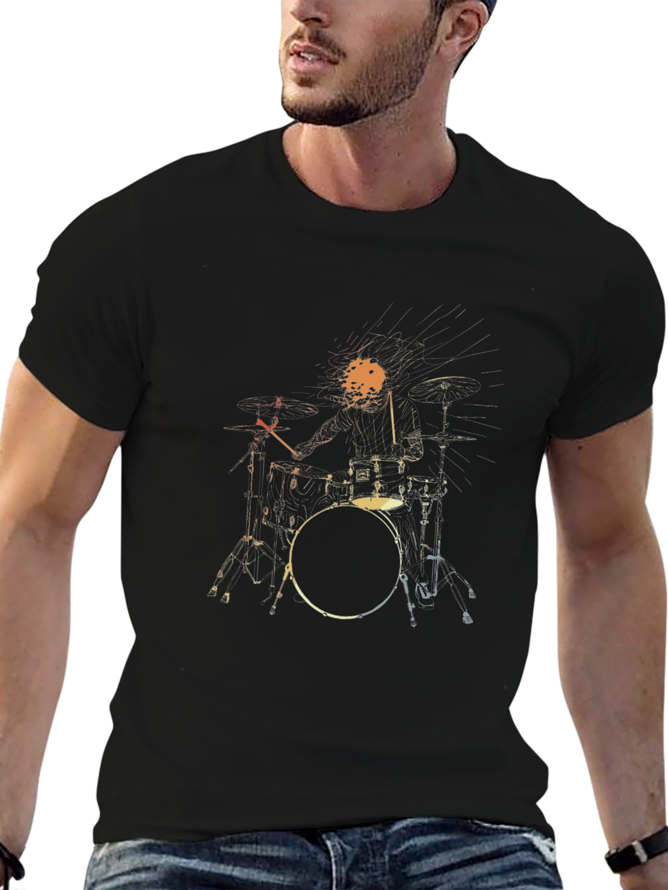 Drum Kit Graphic T-Shirt - Black Cotton Tee