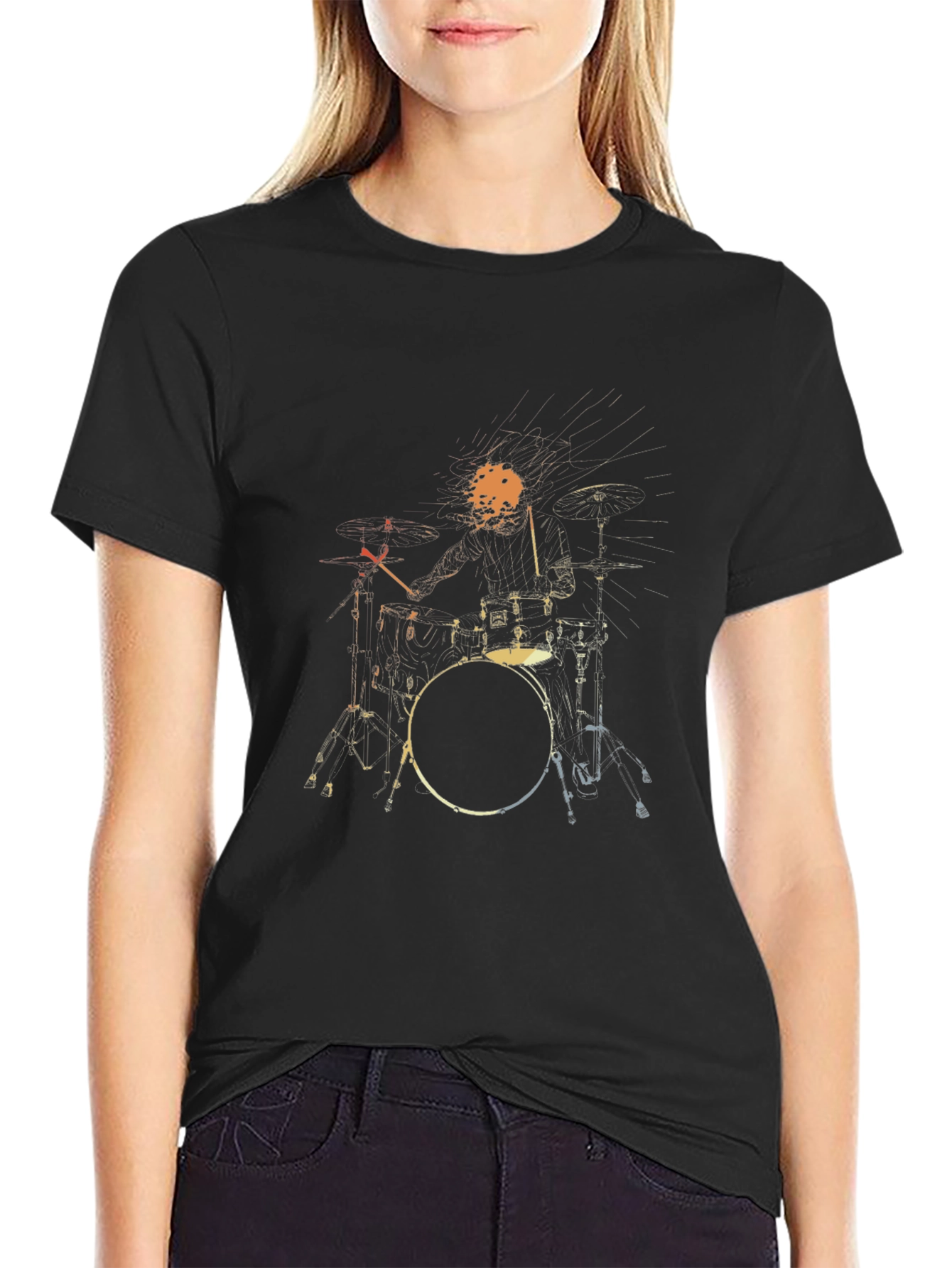 Drum Kit Graphic T-Shirt - Black Cotton Tee
