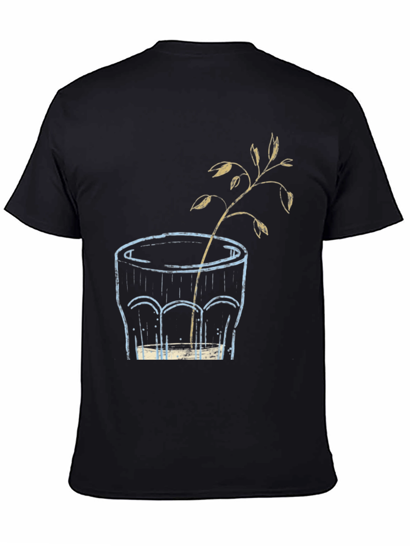 Unique Graphic T-Shirt: Glass with Plant Art